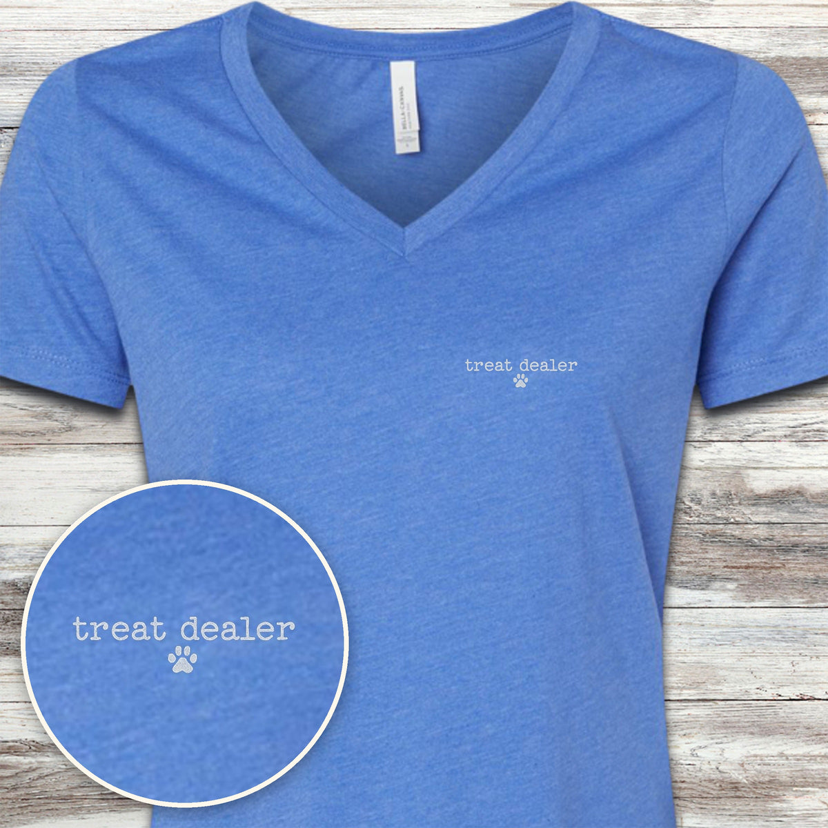 Vintage Treat Dealer Left Chest V-Neck Tee - Heather True Royal