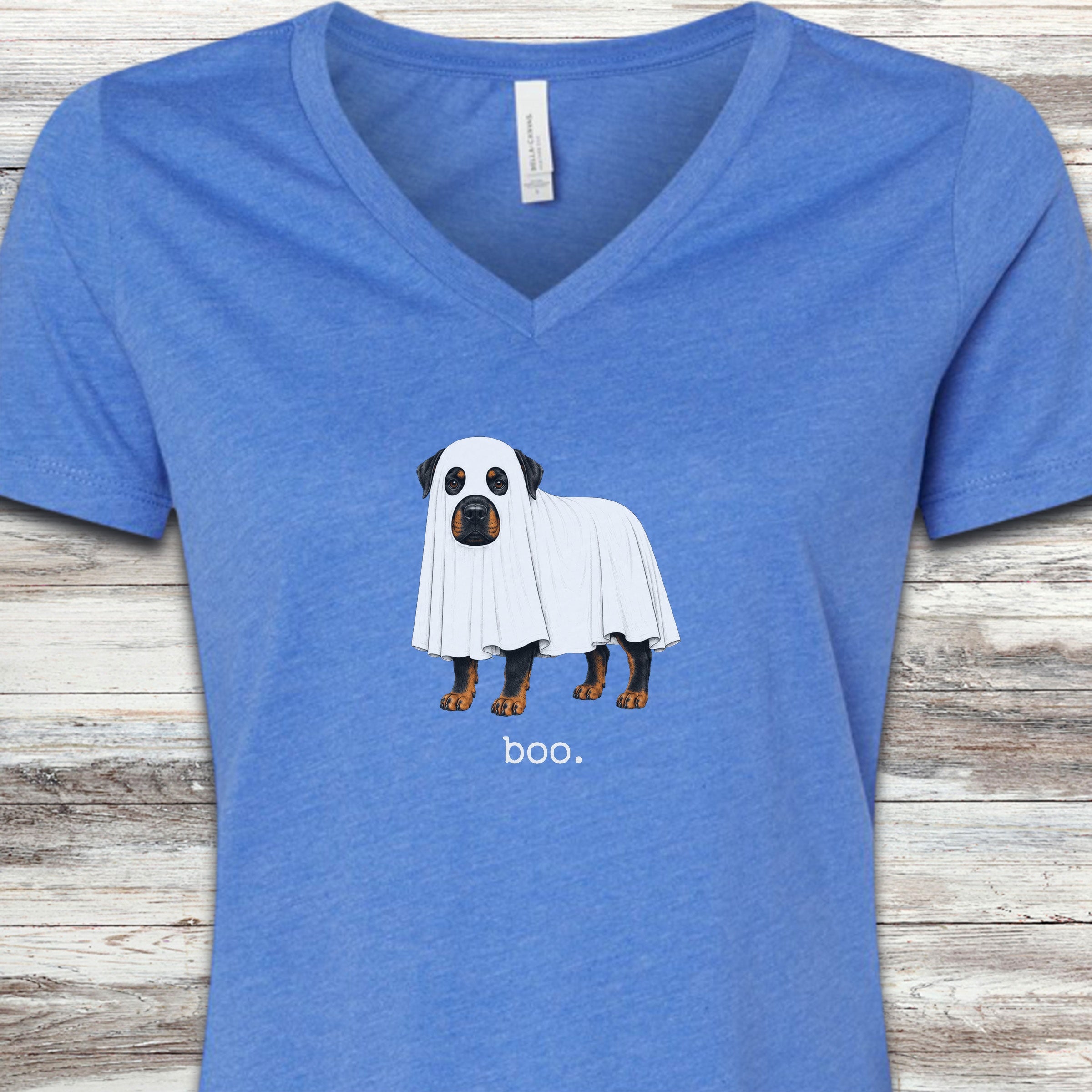 Rottweiler Boo V-Neck Tee - Heather True Royal