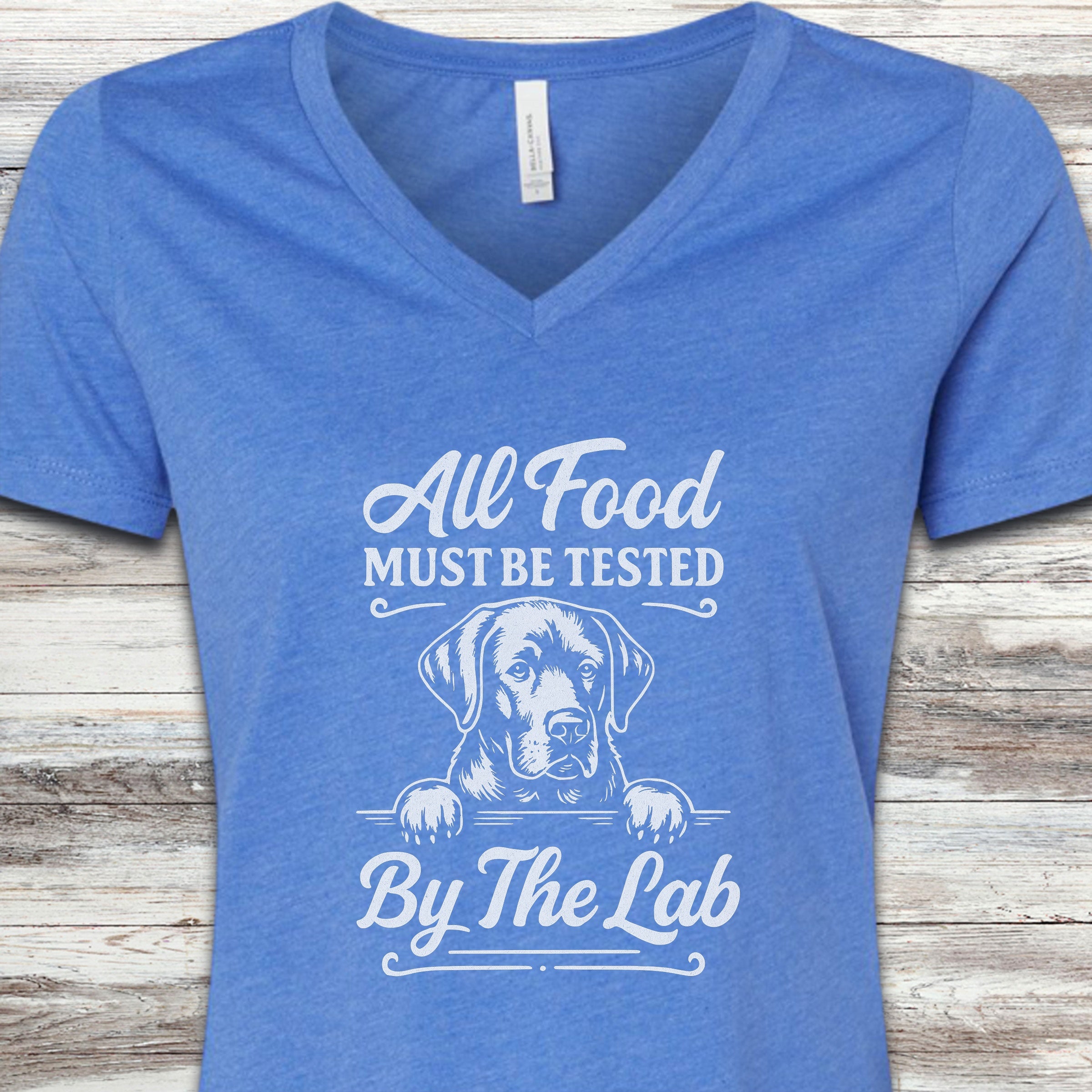 Labrador Retriever Food Test V-Neck Tee - Heather True Royal