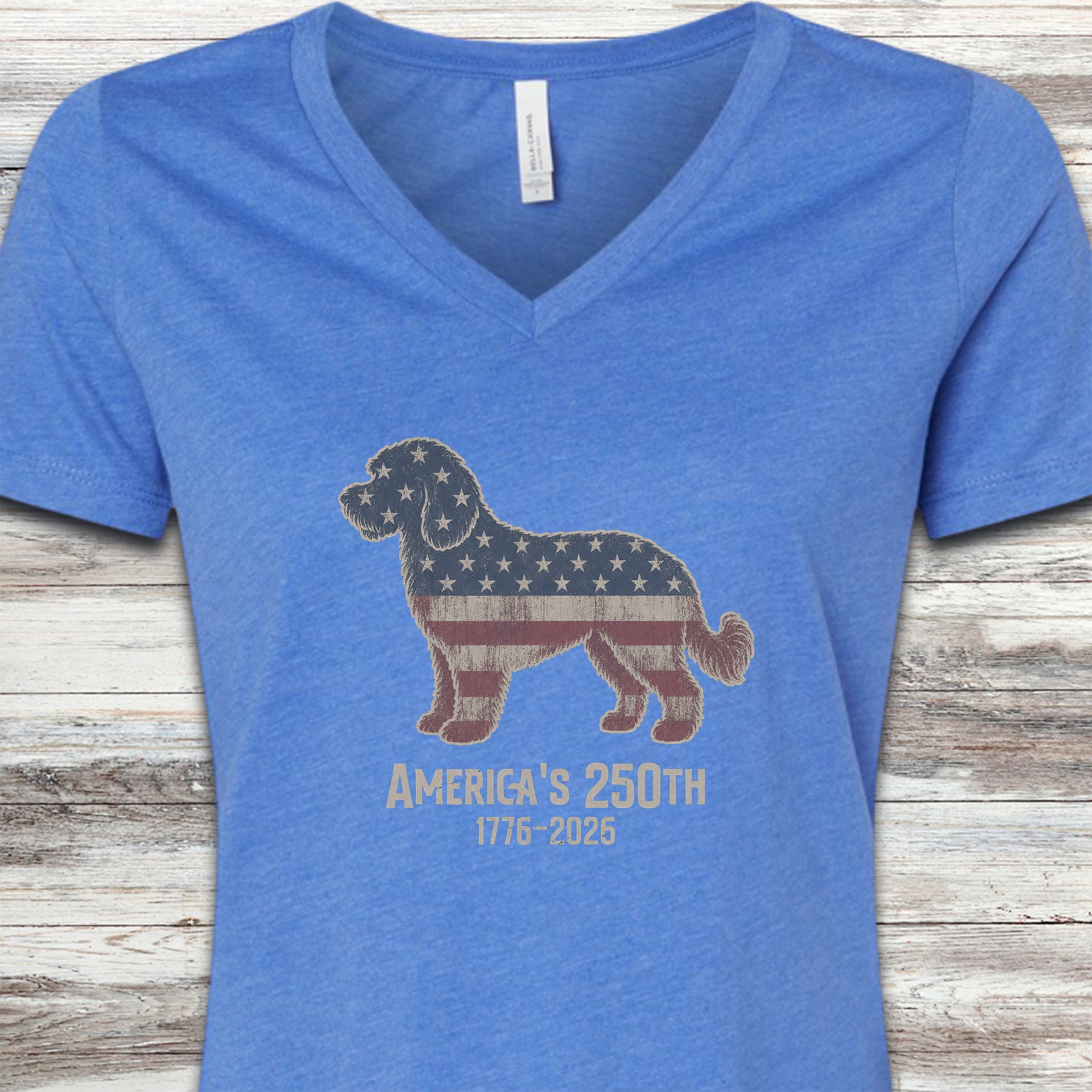 Labradoodle 250 V-Neck Tee - Heather True Royal
