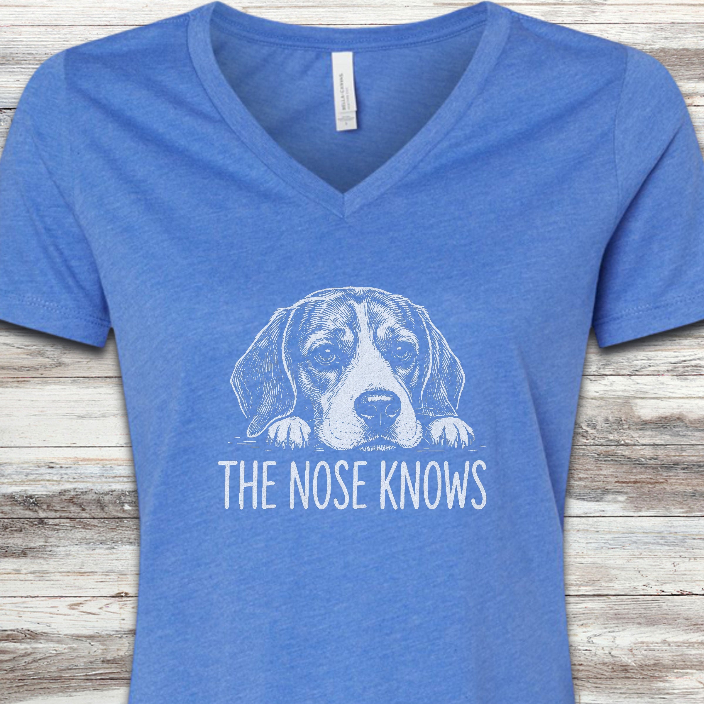 Beagle Nose Knows V-Neck Tee - Heather True Royal