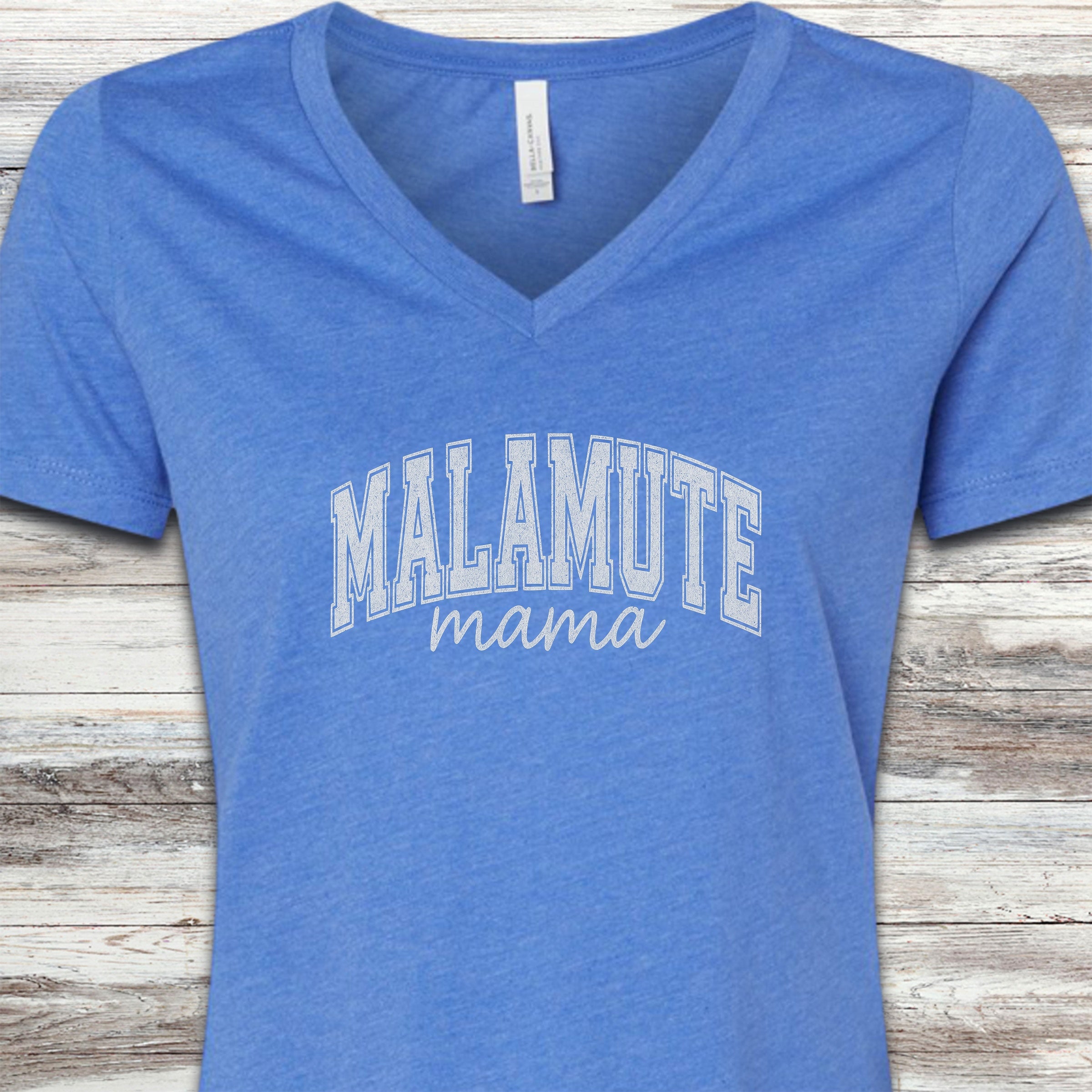 Malamute Mama V-Neck Tee - Heather True Royal
