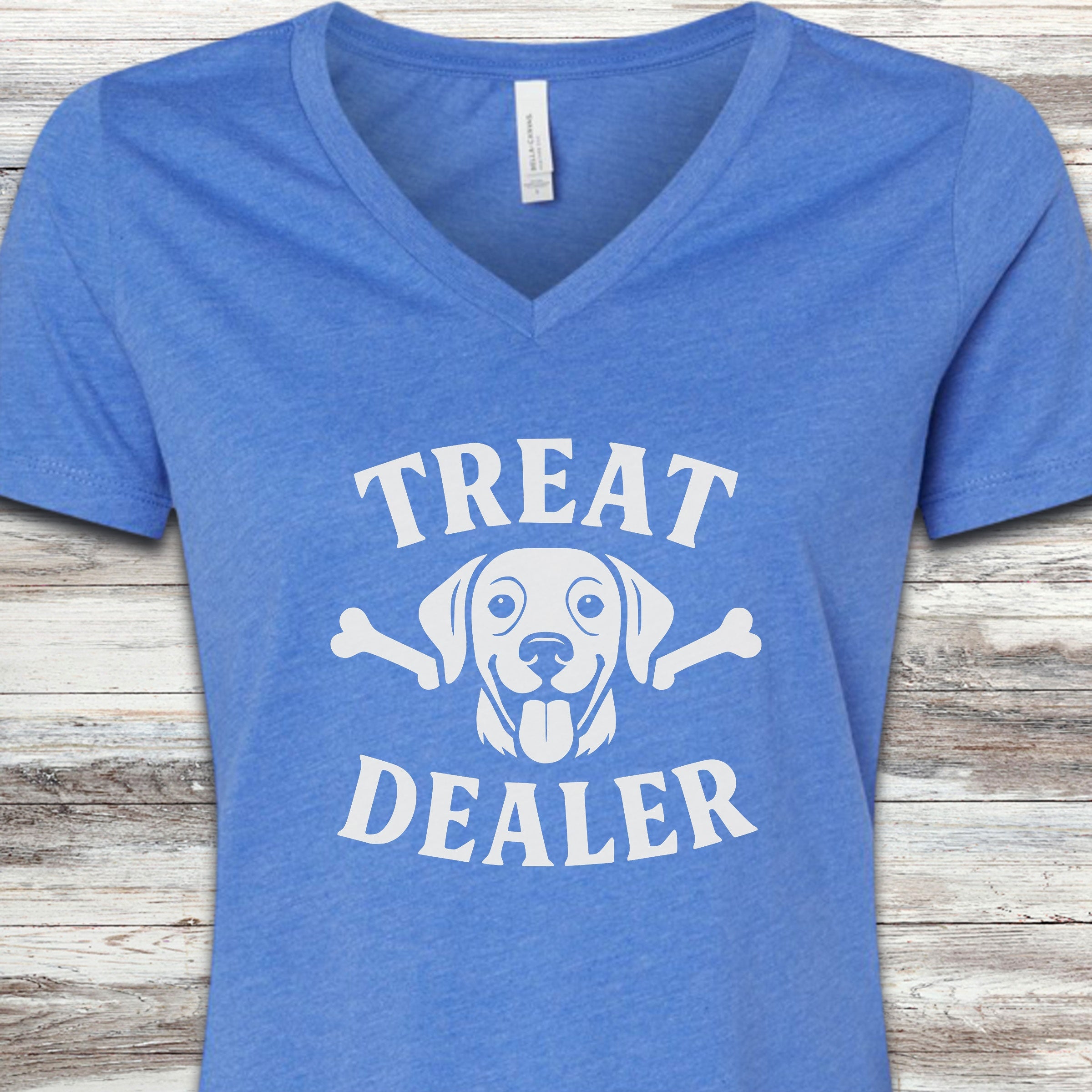 Treat Dealer Bones V-Neck Tee - Heather True Royal