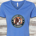 Border Collie Red Classic V-Neck Tee - Heather True Royal