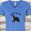 Bernese Mountain Dog Lean on Me V-Neck Tee - Heather True Royal