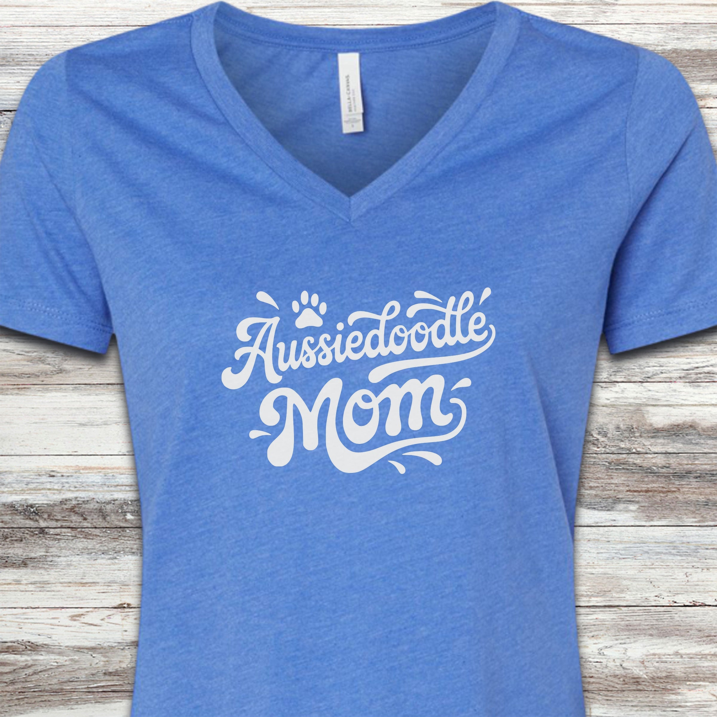 Aussiedoodle Groovy Mom V-Neck Tee - Heather True Royal