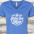 Shiba Inu Groovy Mom V-Neck Tee - Heather True Royal