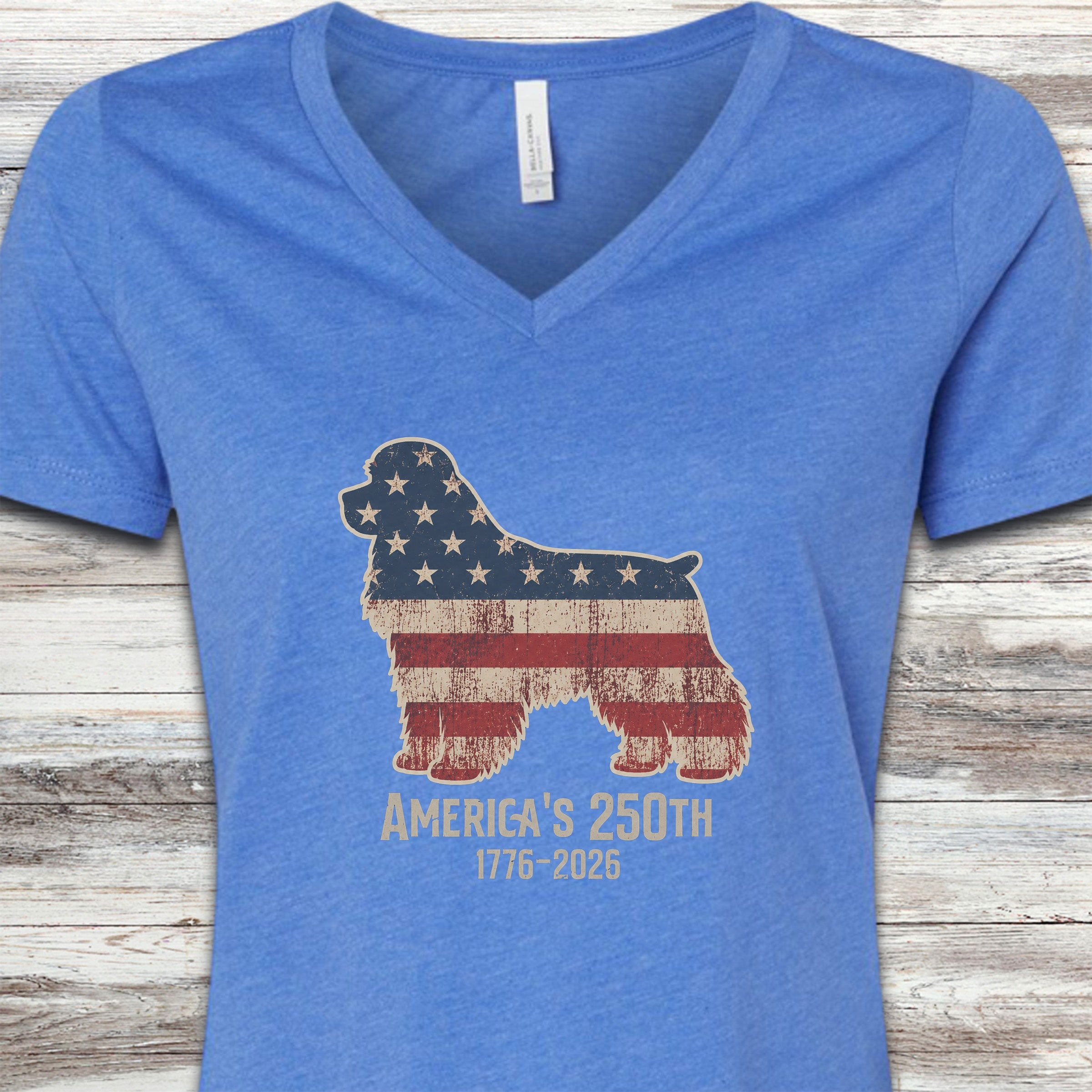 Cocker Spaniel 250 V-Neck Tee - Heather True Royal