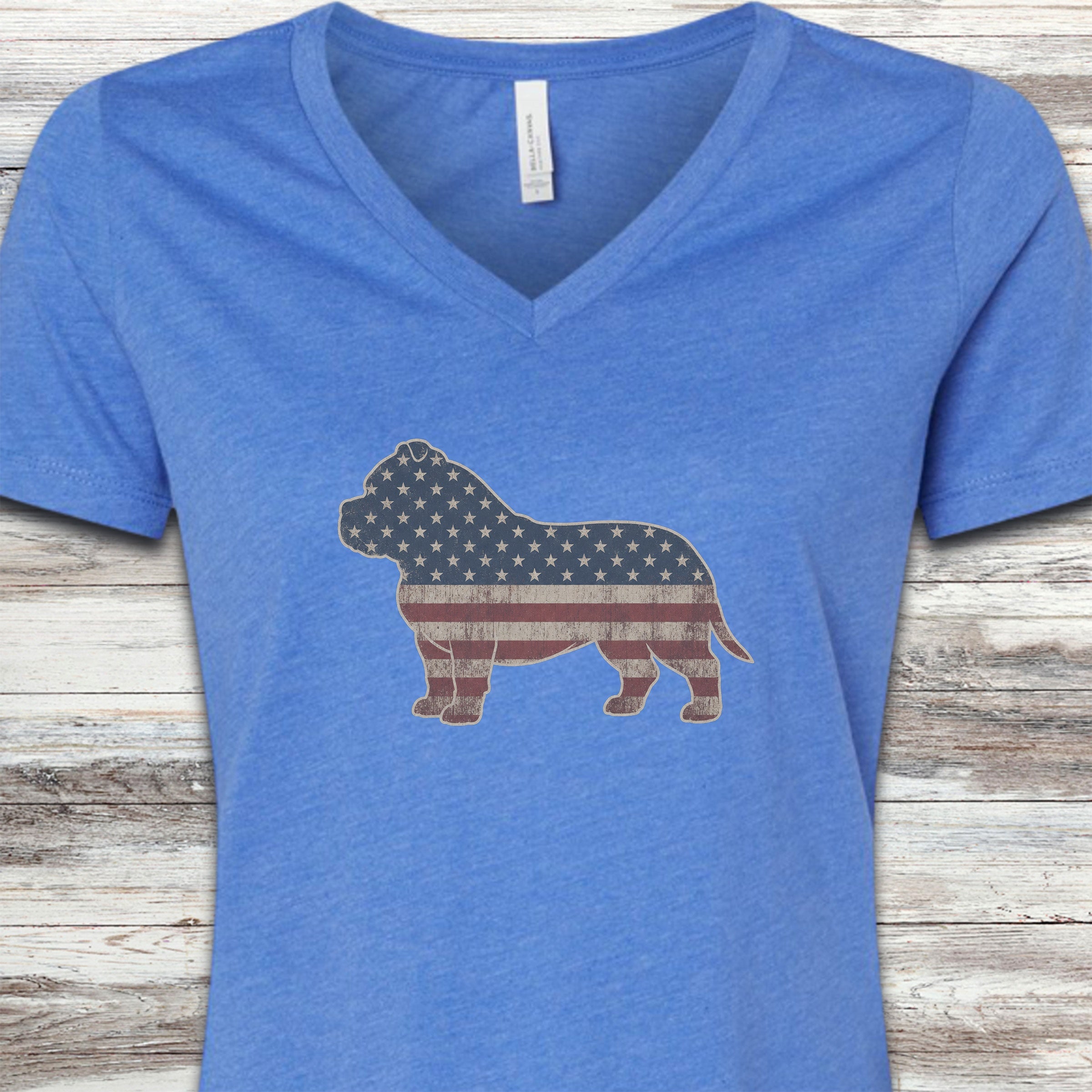 American Bully Vintage USA V-Neck Tee - Heather True Royal