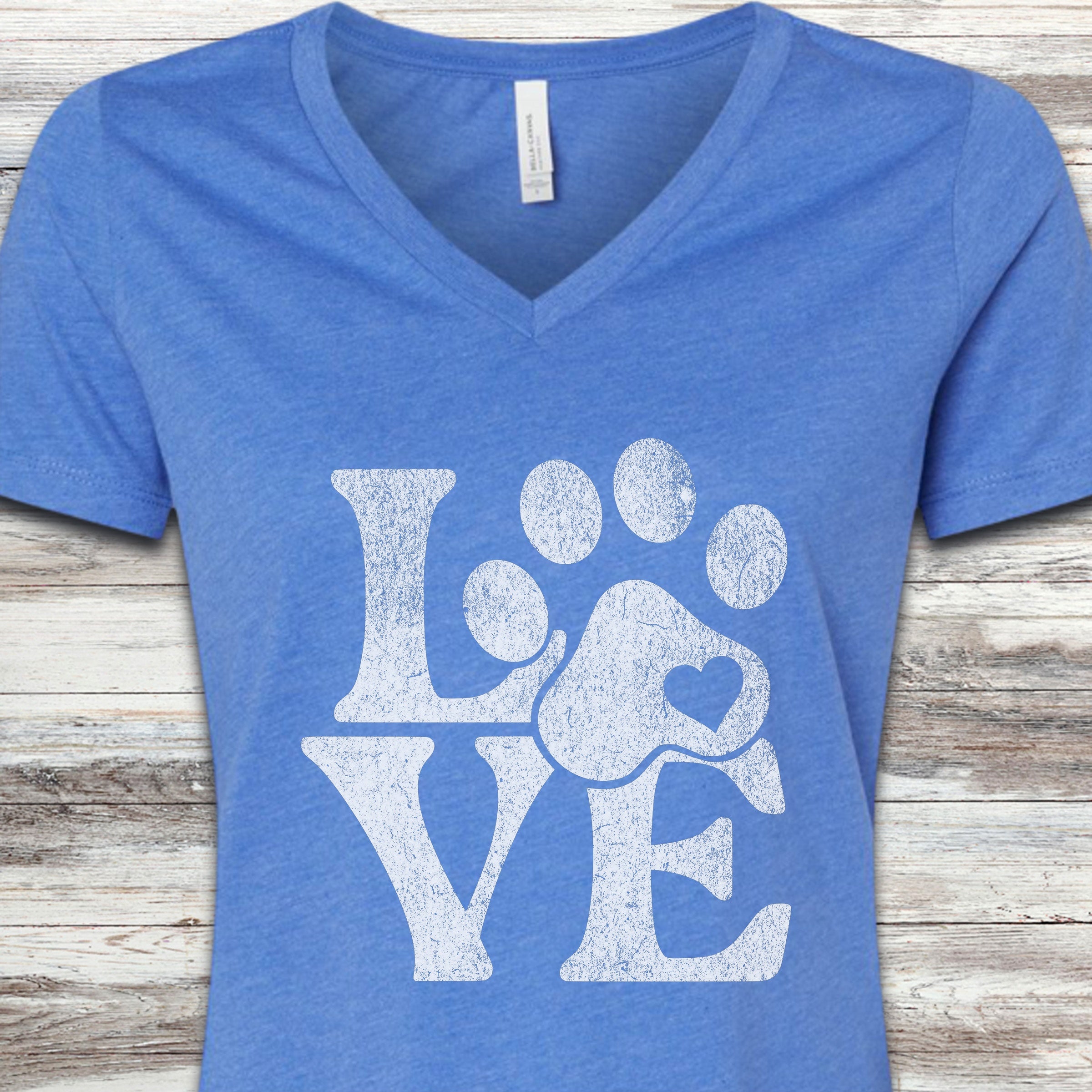 Love V-Neck Tee - Heather True Royal