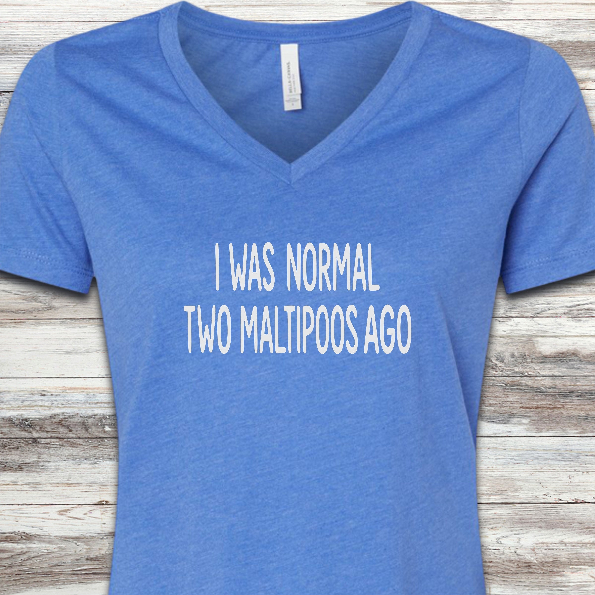 Maltipoo Normal V-Neck Tee - Heather True Royal