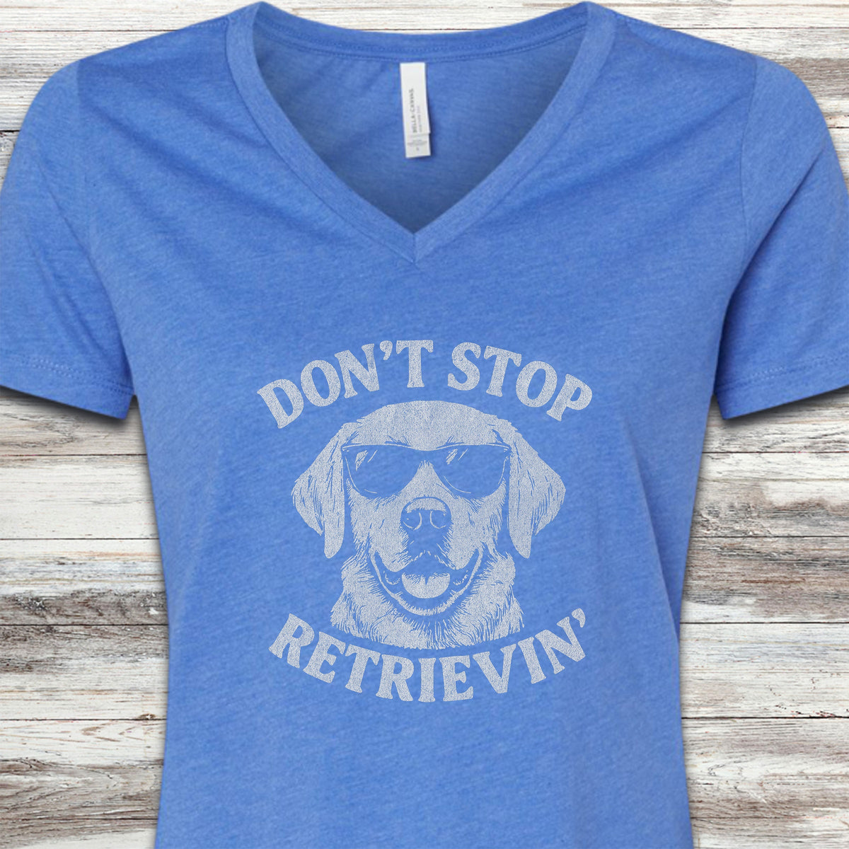 Labrador Retriever Don't Stop V-Neck Tee - Heather True Royal