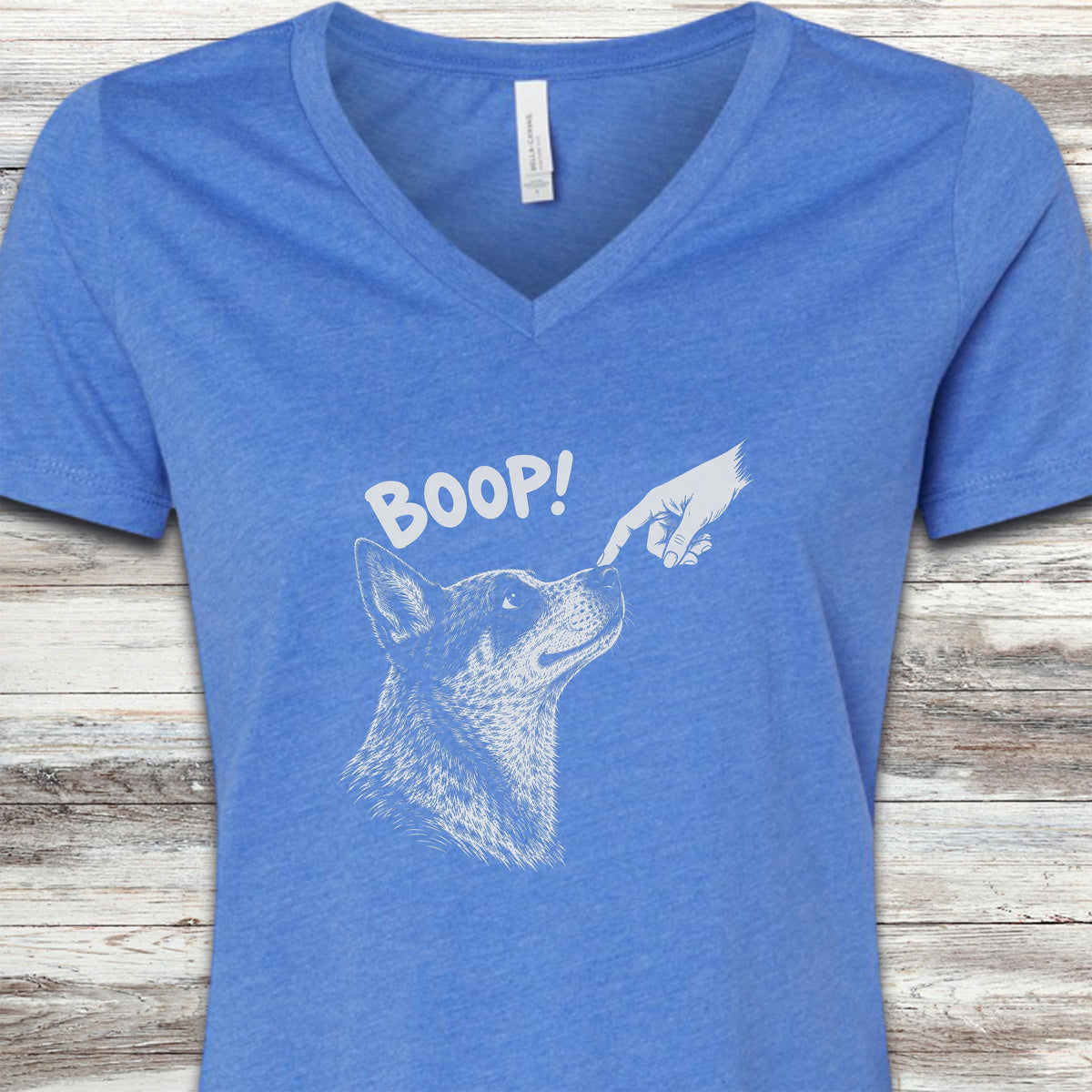 Australian Cattle Dog BOOP! V-Neck Tee - Heather True Royal