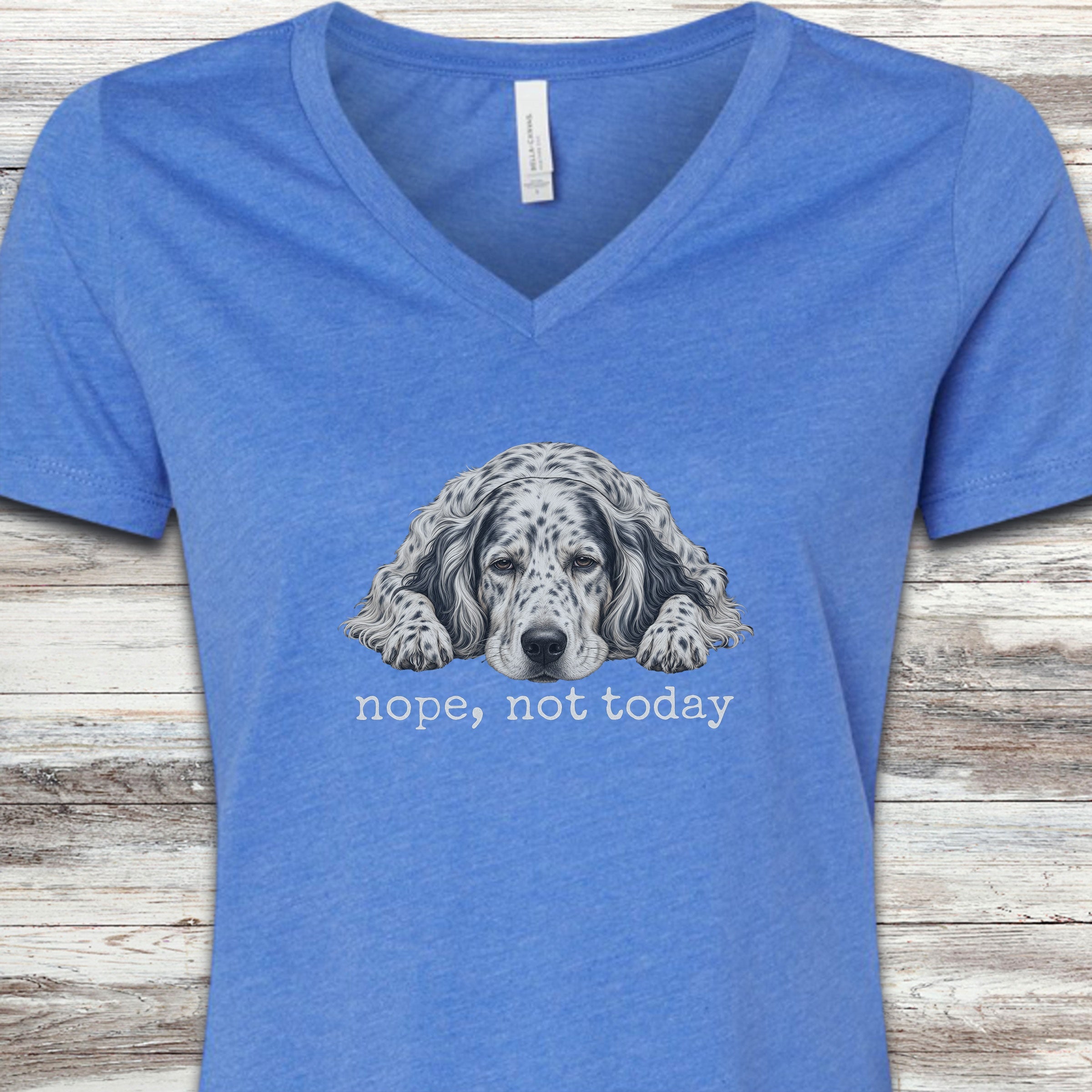 English Setter Nope V-Neck Tee - Heather True Royal