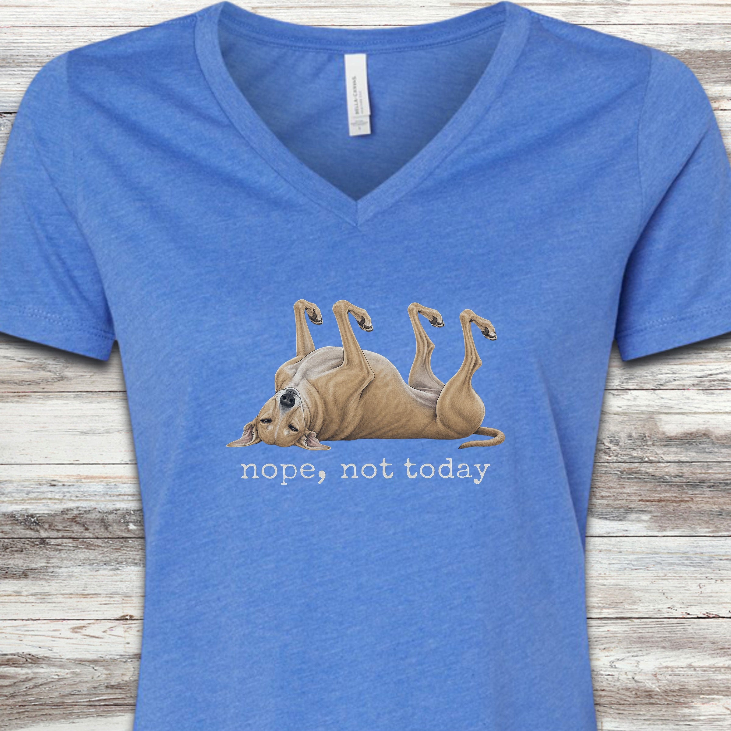 Greyhound Nope V-Neck Tee - Heather True Royal