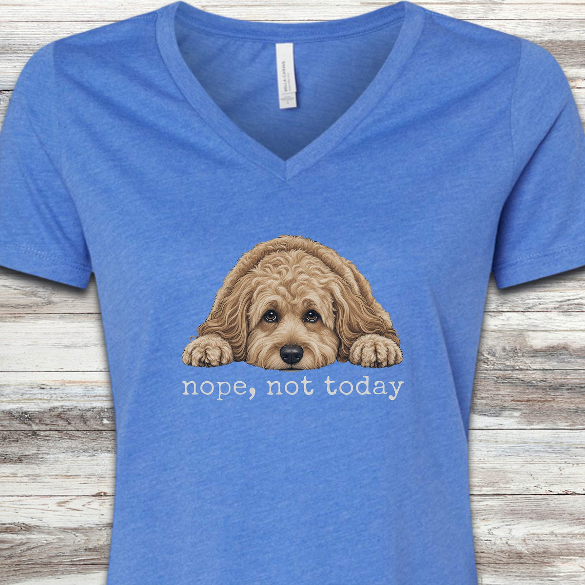Cockapoo Nope V-Neck Tee - Heather True Royal
