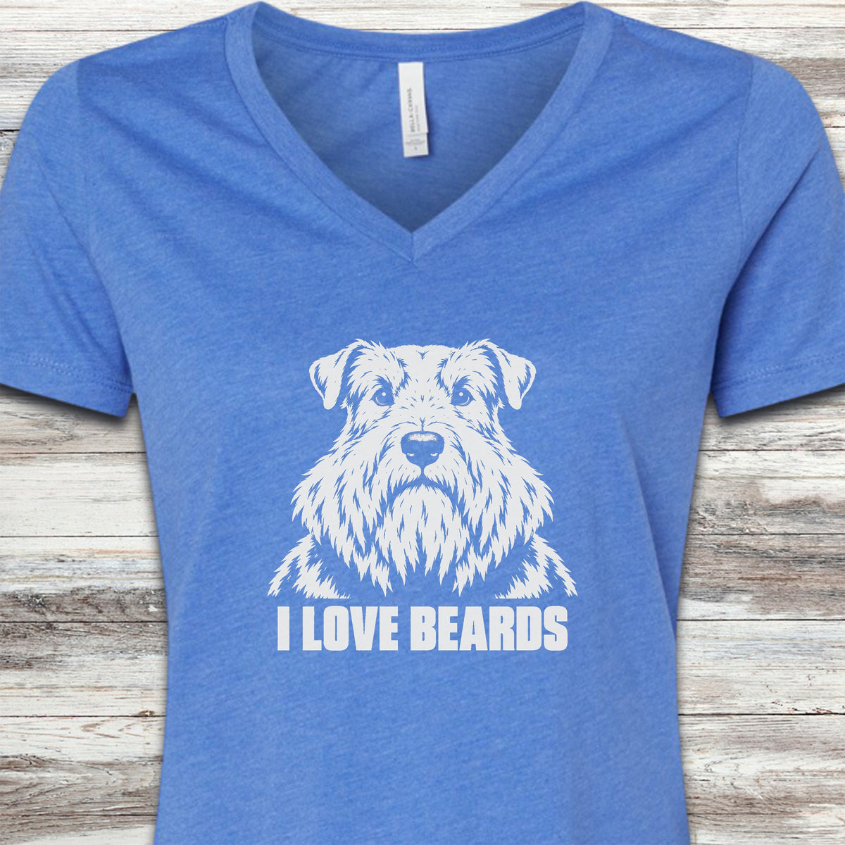 Sealyham Terrier I Love Beards V-Neck Tee - Heather True Royal