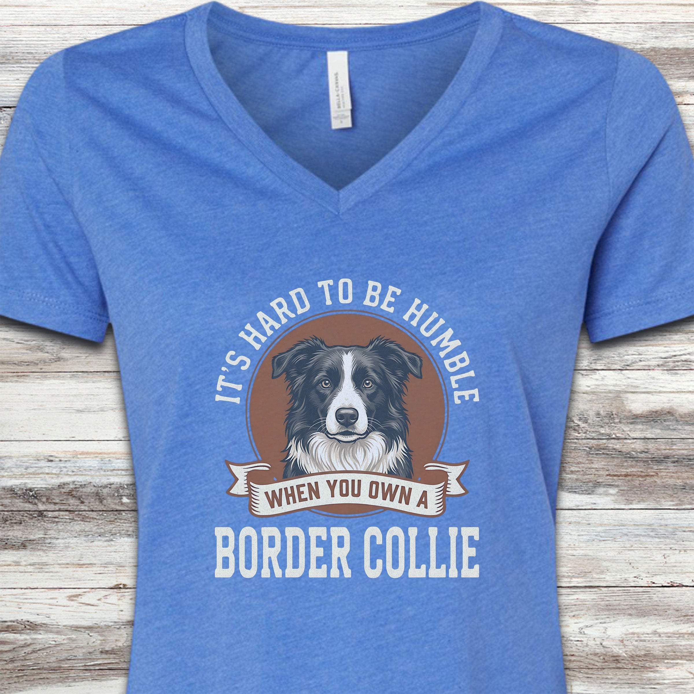 Border Collie Humble V-Neck Tee - Heather True Royal