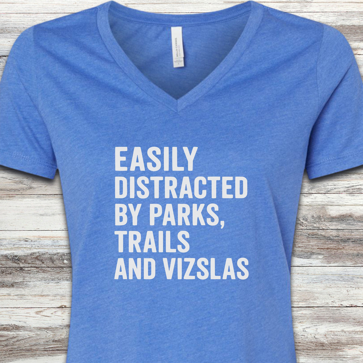 Vizsla Trails V-Neck Tee - Heather True Royal