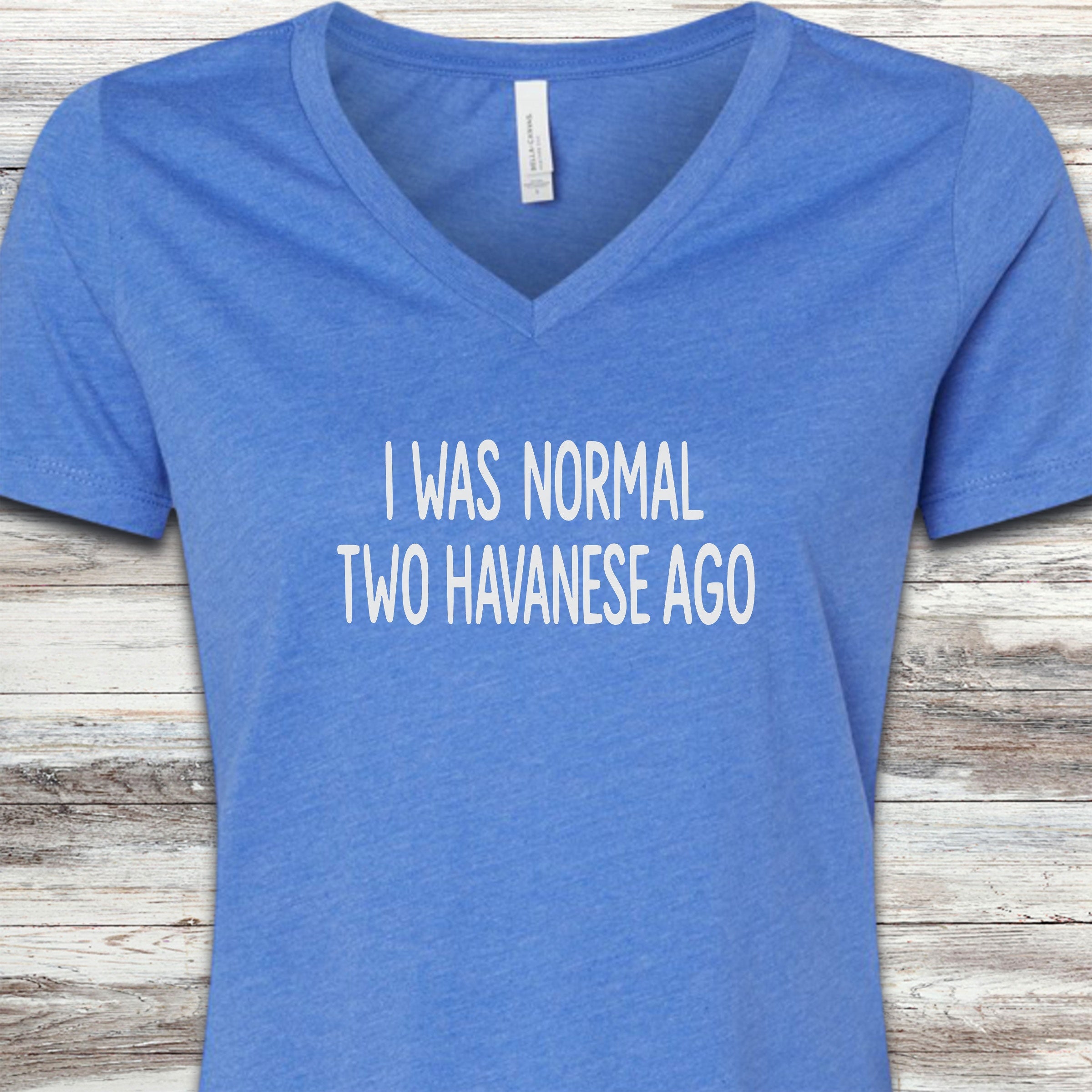 Havanese Normal V-Neck Tee - Heather True Royal