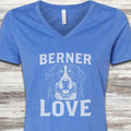 Bernese Mountain Dog Love Portrait V-Neck Tee - Heather True Royal