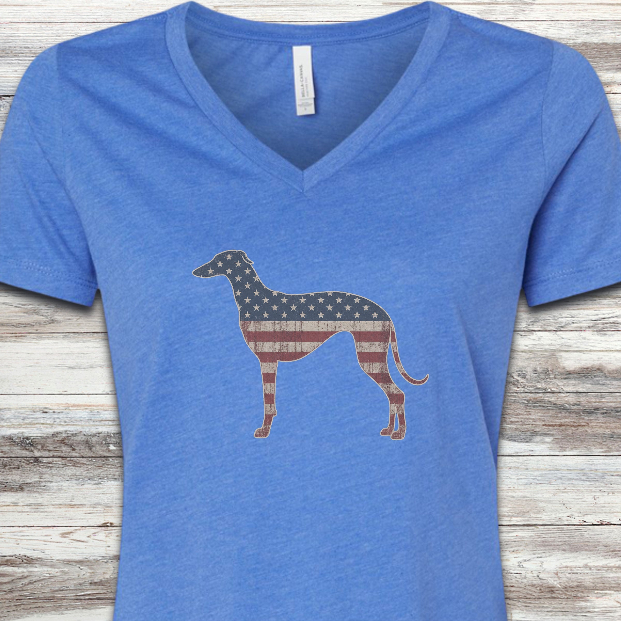 Greyhound Vintage USA V-Neck Tee - Heather True Royal