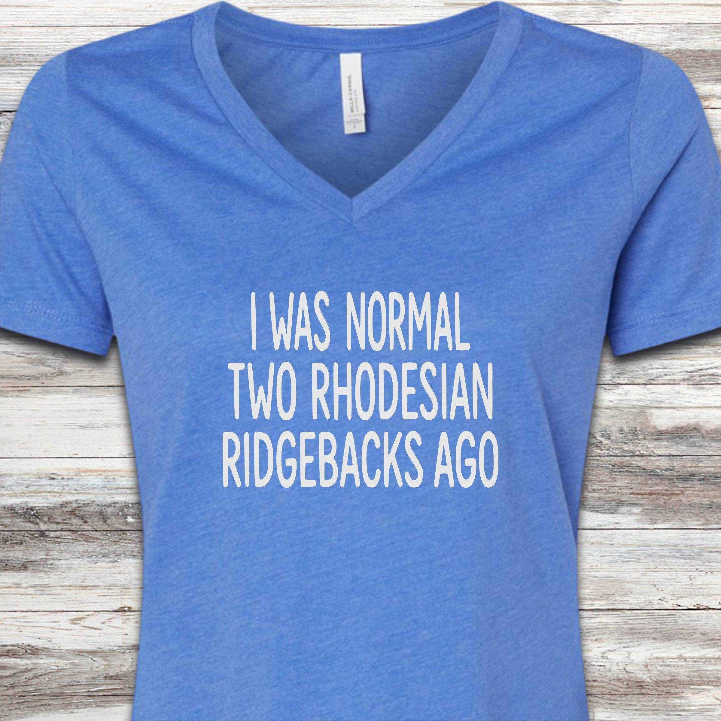 Rhodesian Ridgeback Normal V-Neck Tee - Heather True Royal
