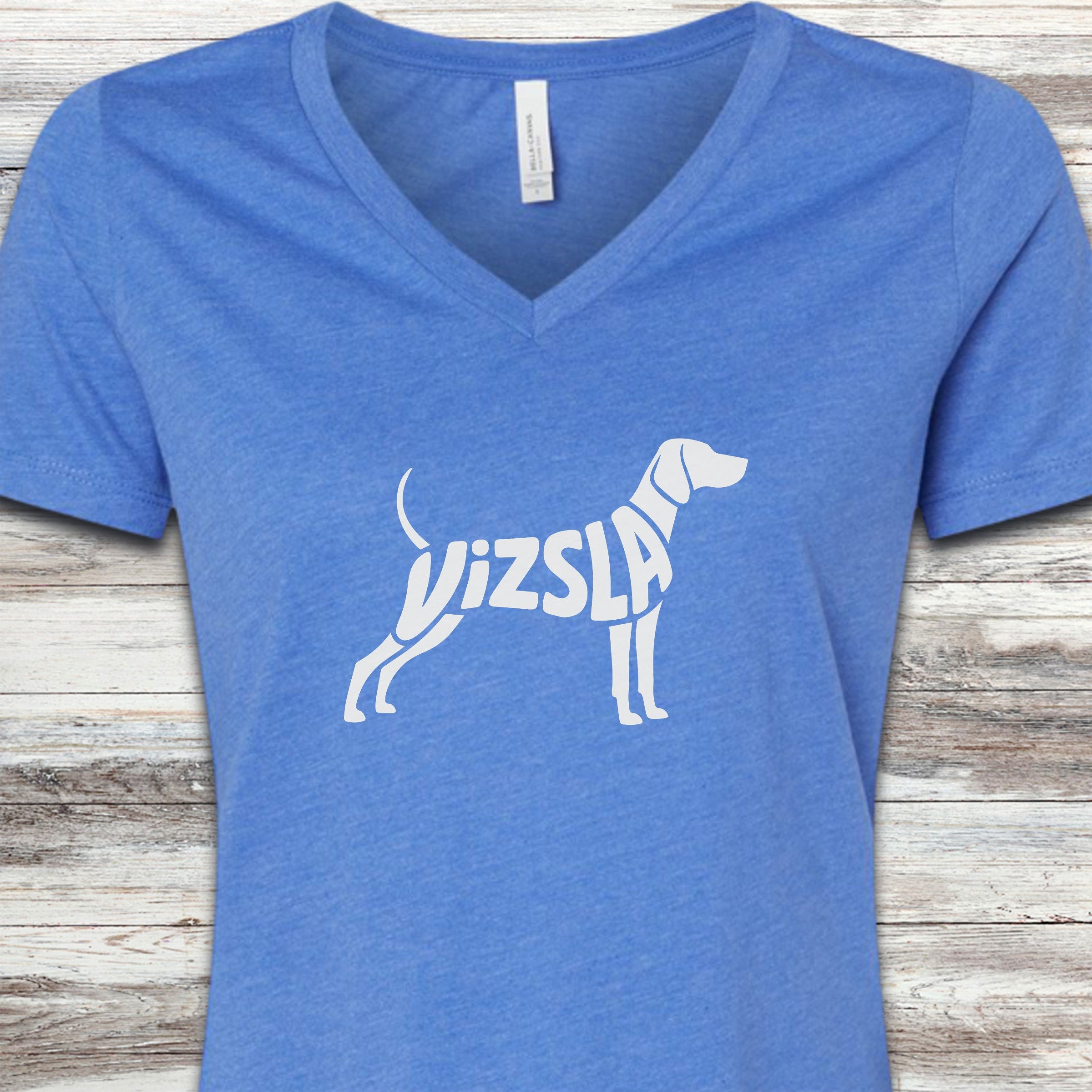 Vizsla V-Neck Tee - Heather True Royal