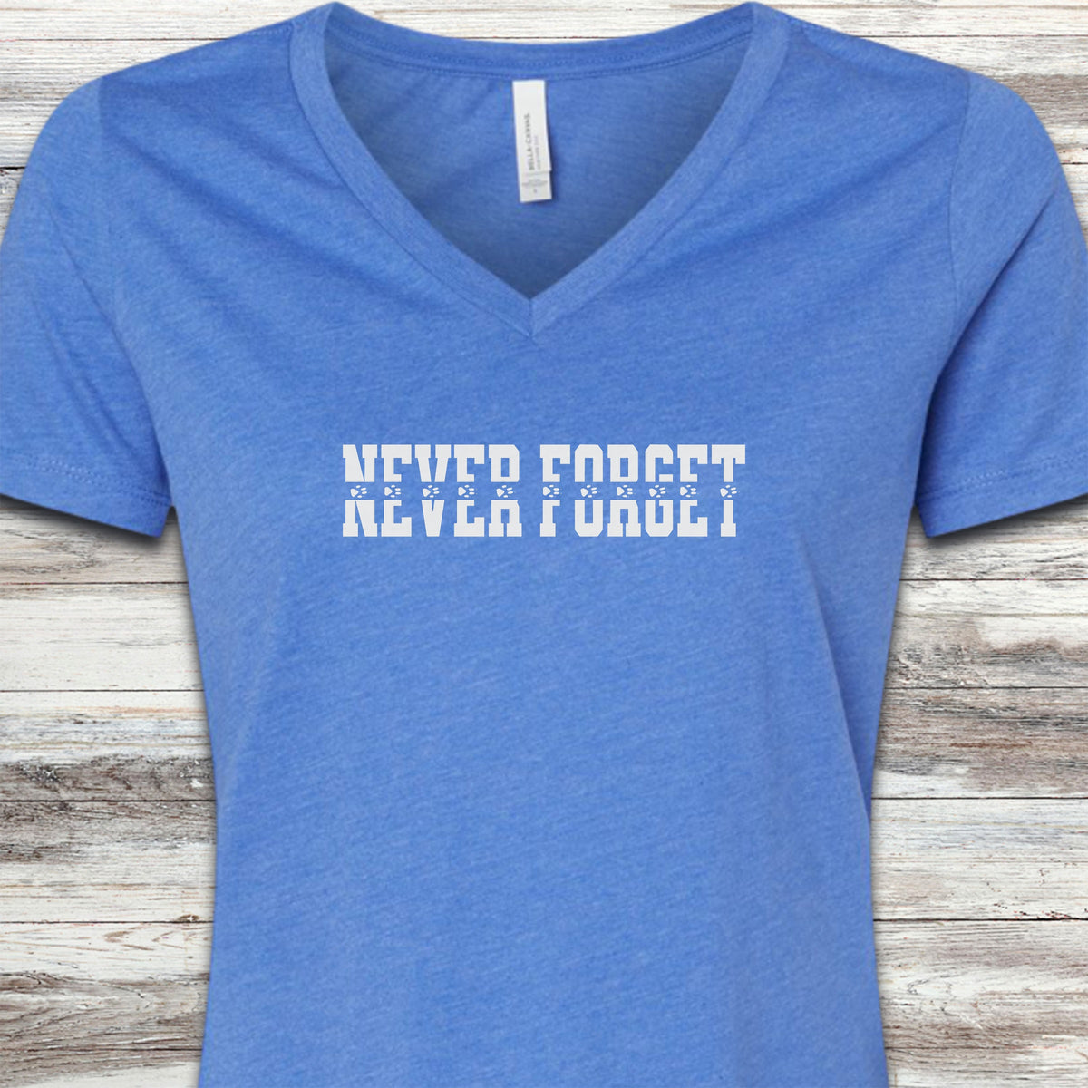 Never Forget V-Neck Tee - Heather True Royal