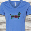 Dachshund Winter 2025 V-Neck Tee - Heather True Royal