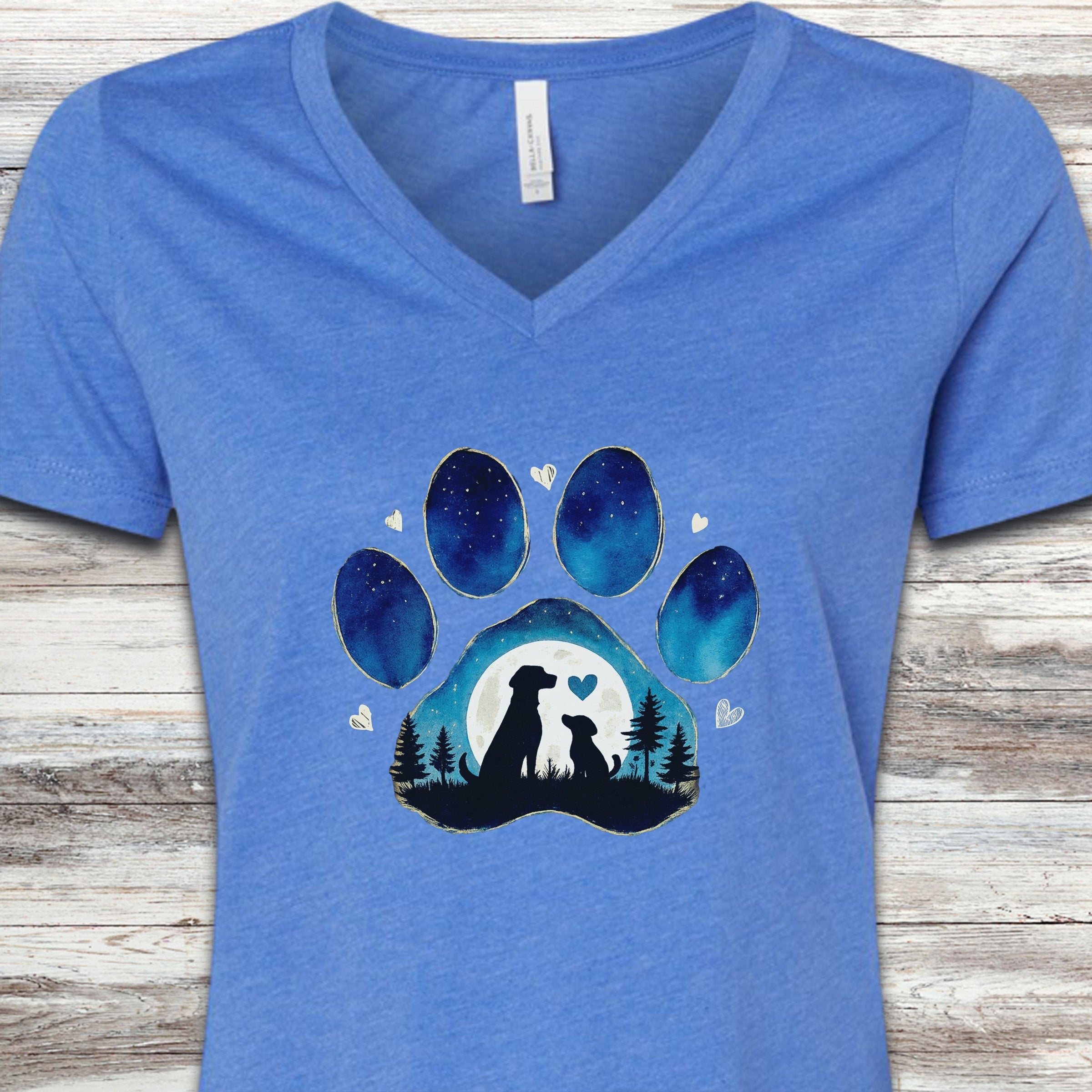 Love You to the Moon V-Neck Tee - Heather True Royal