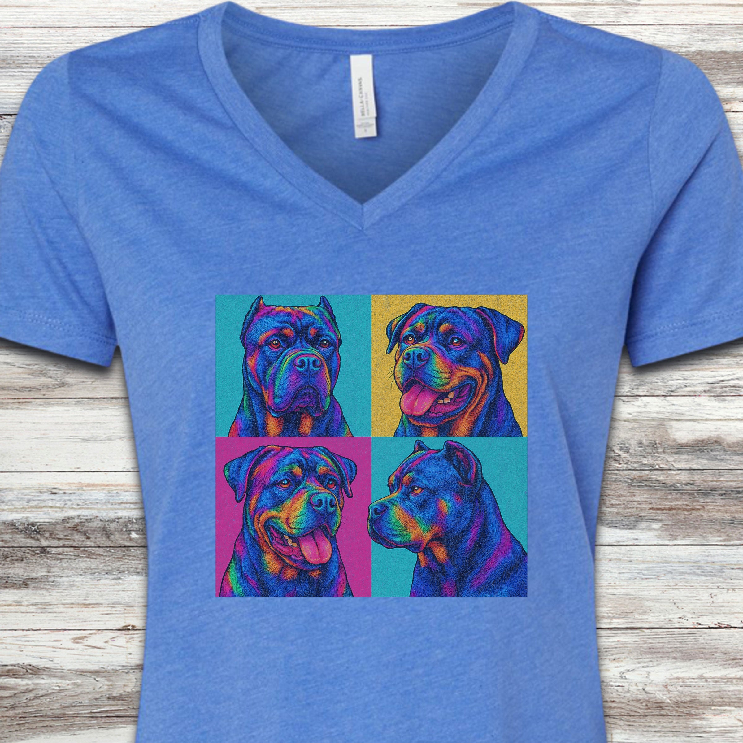 Cane Corso Pop Art V-Neck Tee - Heather True Royal