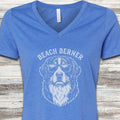 Bernese Mountain Dog Beach Berner V-Neck Tee - Heather True Royal