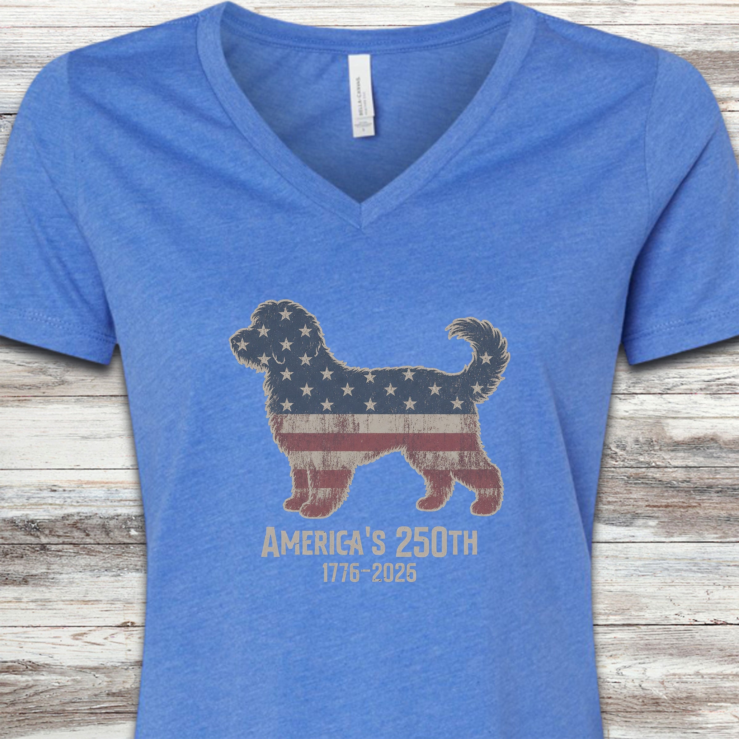 Aussiedoodle 250 V-Neck Tee - Heather True Royal