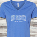 Life Is Better With Dogs V-Neck Tee - Heather True Royal