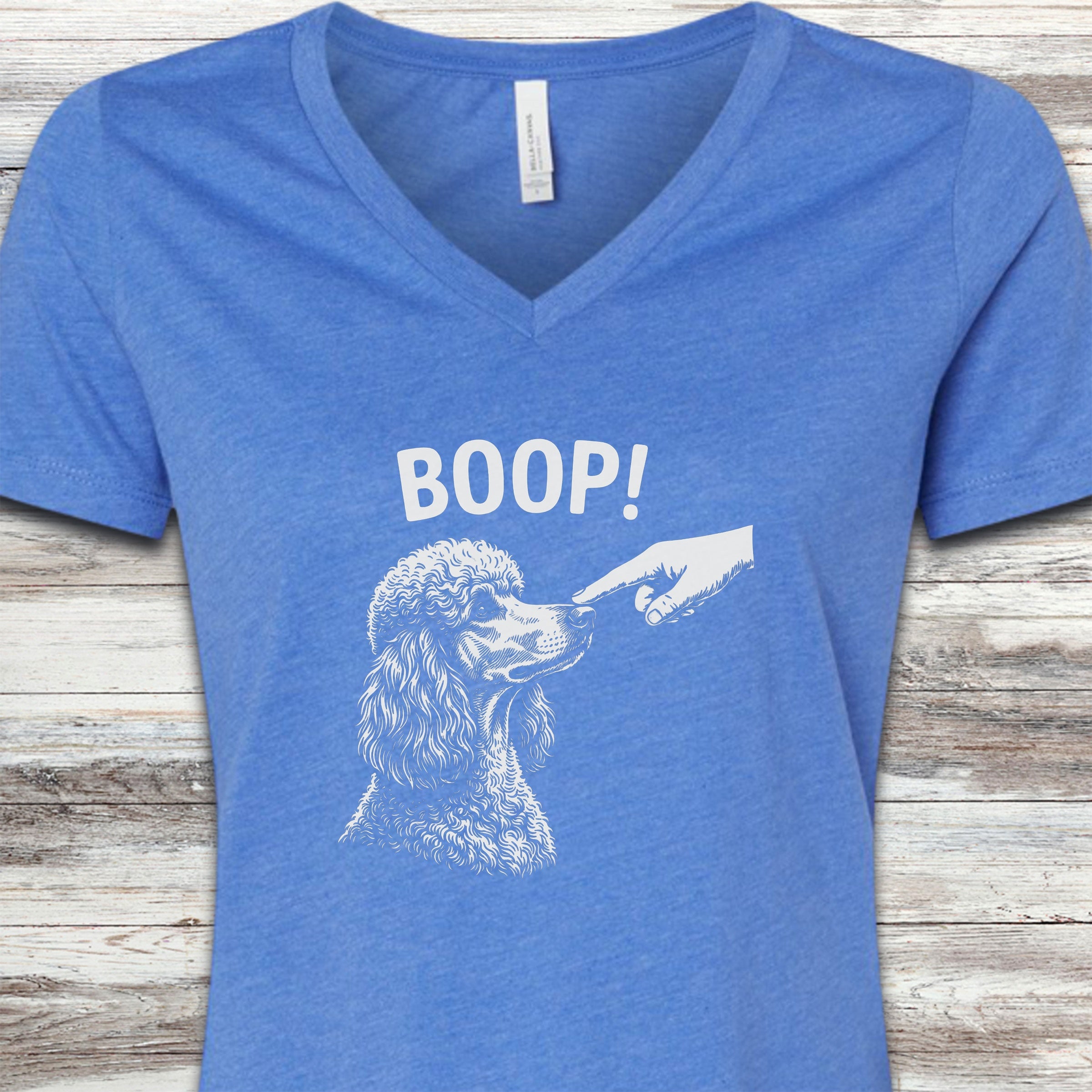 Poodle Boop! V-Neck Tee - Heather True Royal