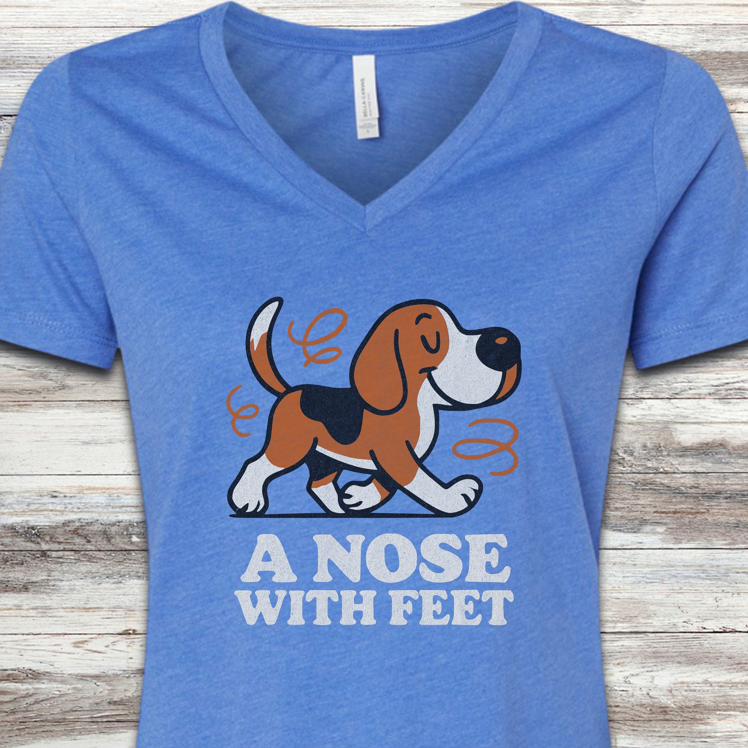 Beagle Nose V-Neck Tee - Heather True Royal
