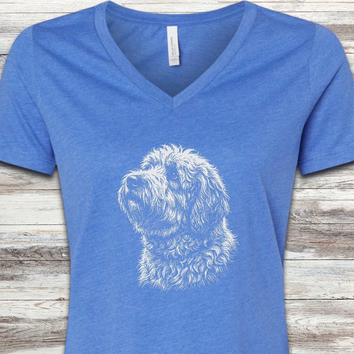 Old English Sheepdog Loyalty V-Neck Tee - Heather True Royal