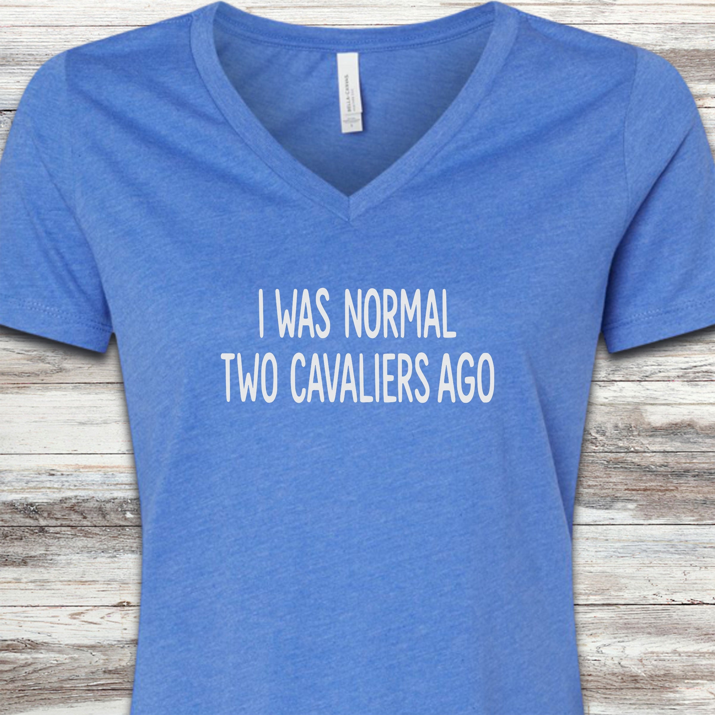 Cavalier King Charles Normal V-Neck Tee - Heather True Royal