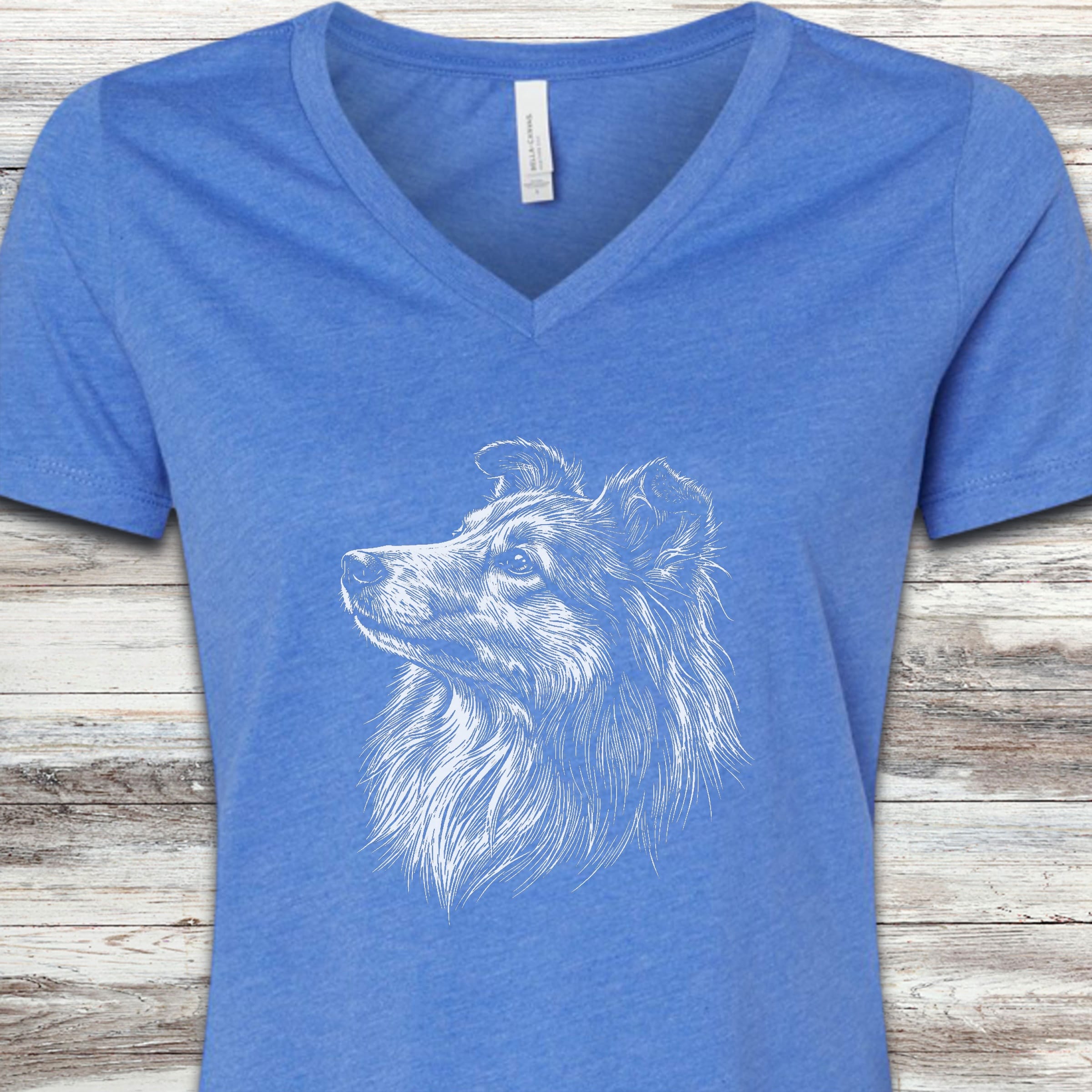 Shetland Sheepdog Loyalty V-Neck Tee - Heather True Royal