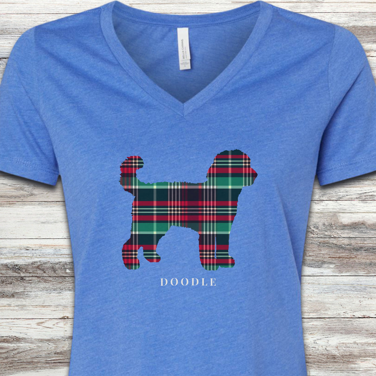 Doodle Winter 2025 V-Neck Tee - Heather True Royal