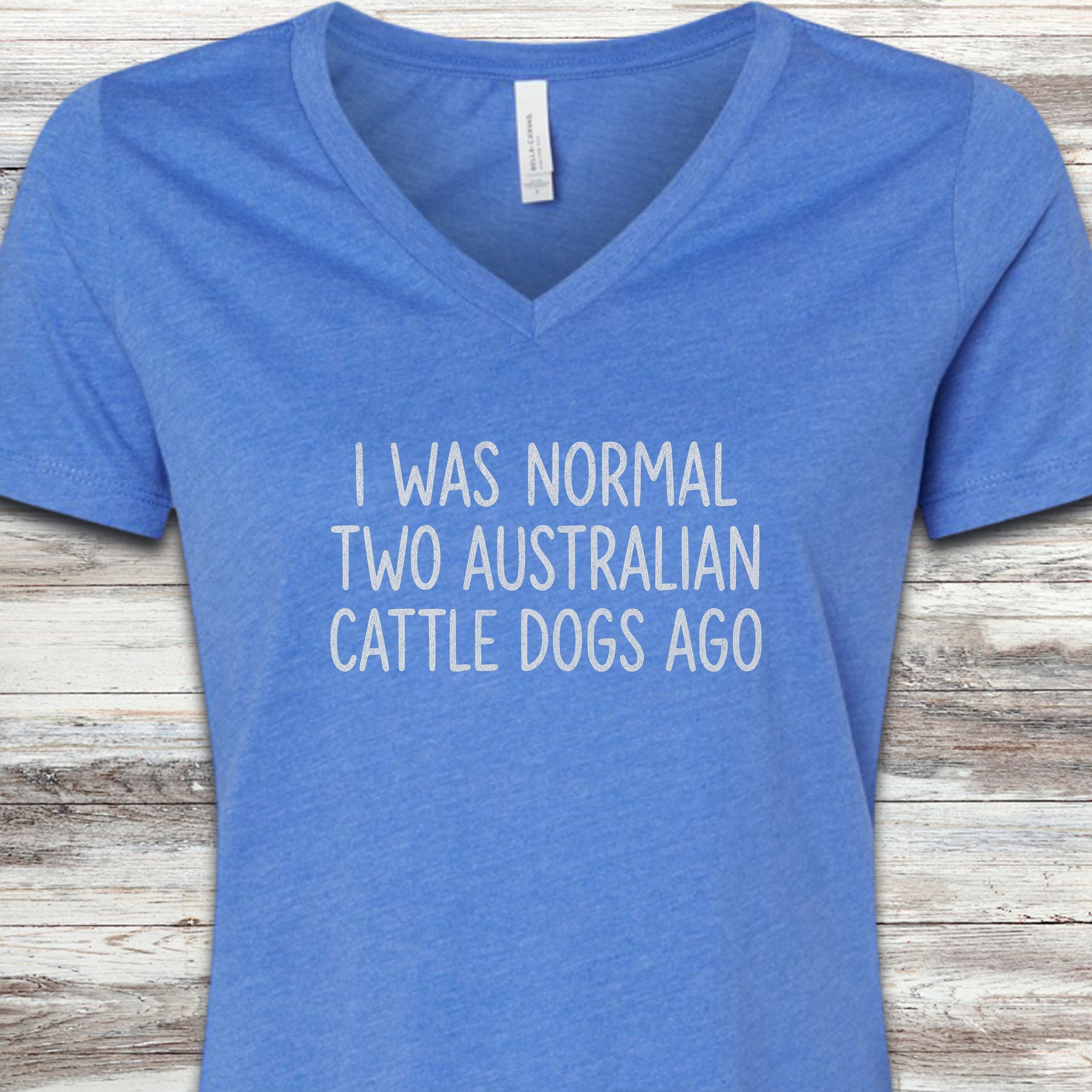 Australian Cattle Dog Normal V-Neck Tee - Heather True Royal