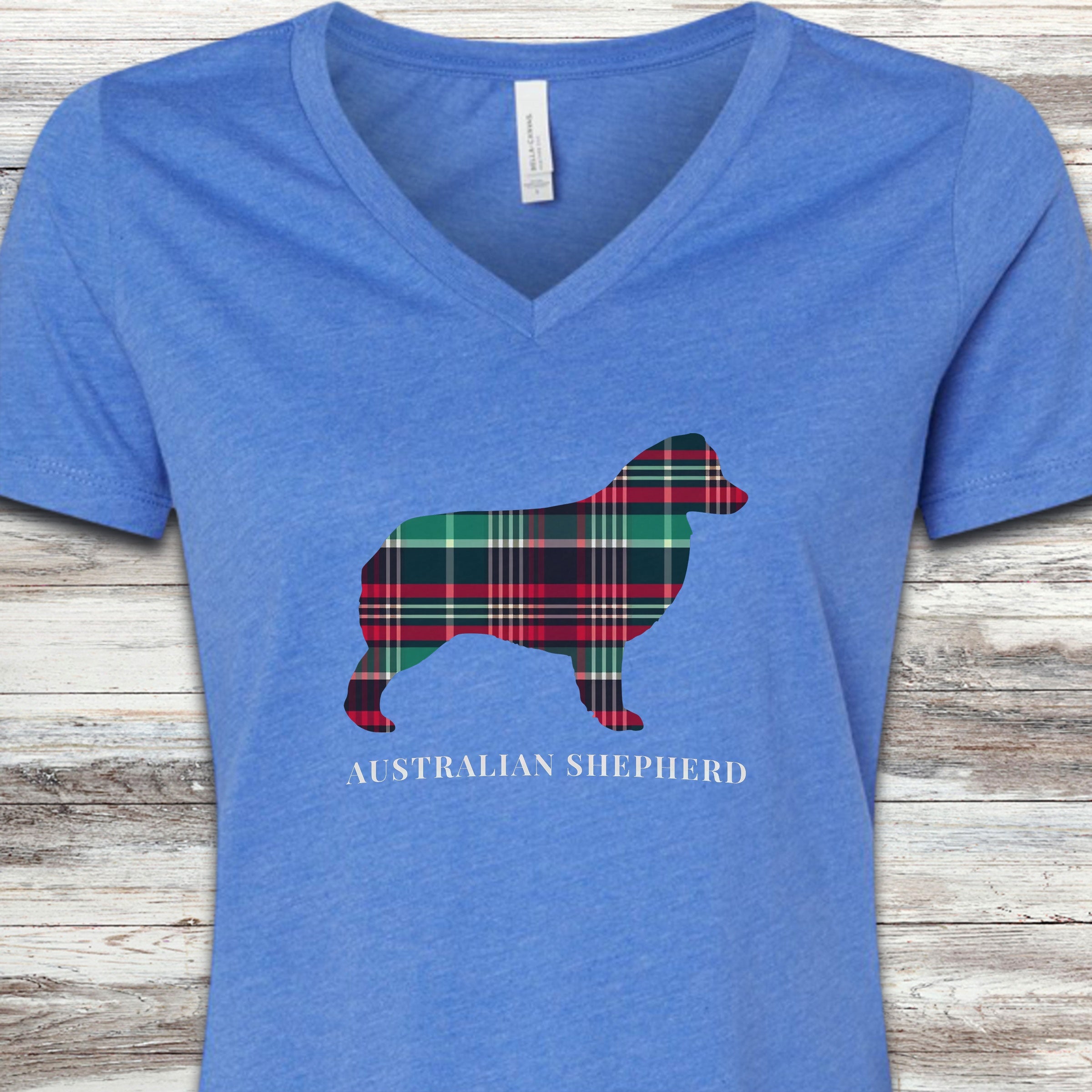 Australian Shepherd Winter 2025 V-Neck Tee - Heather True Royal