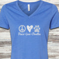 Poodle Peace V-Neck Tee - Heather True Royal