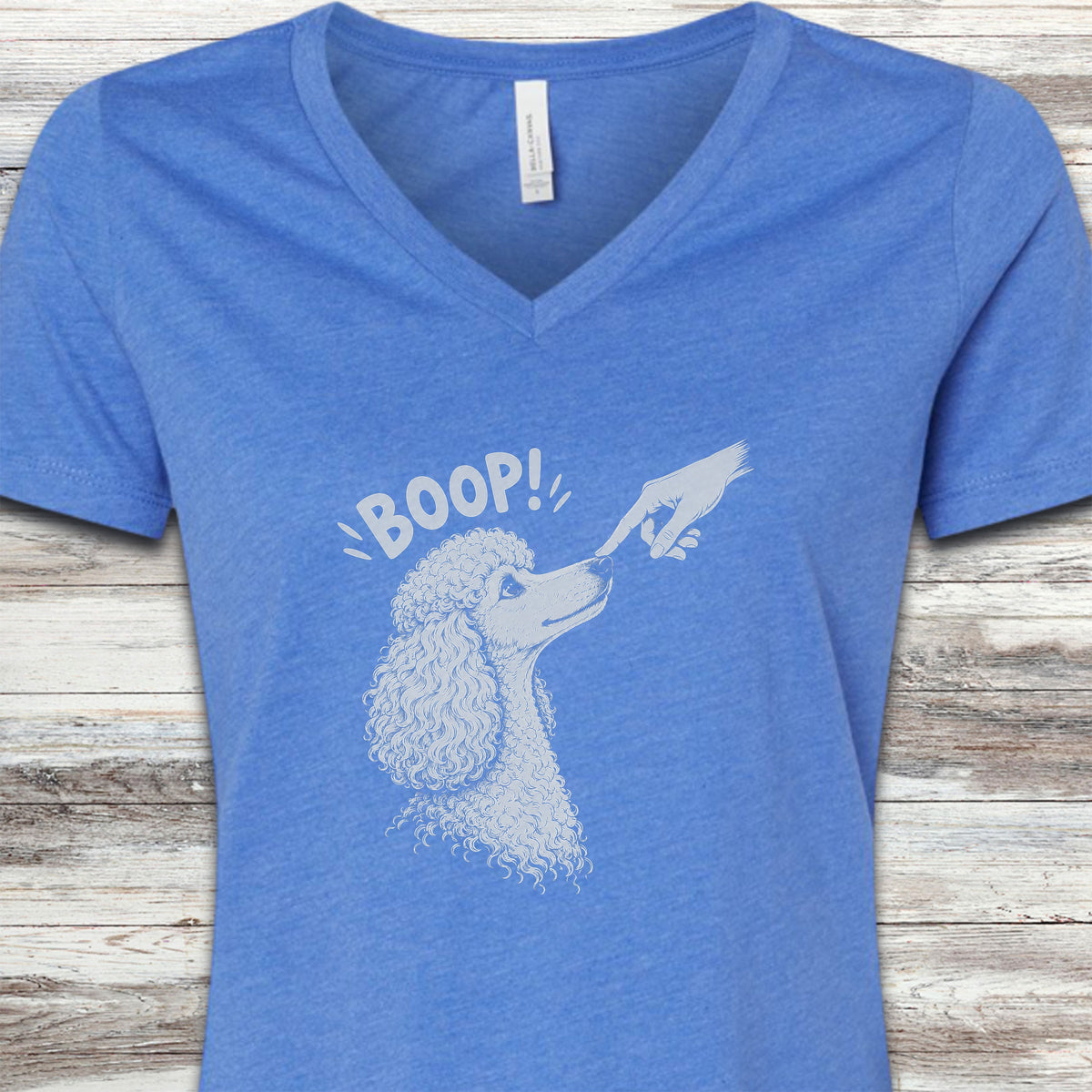 Poodle Light BOOP! V-Neck Tee - Heather True Royal
