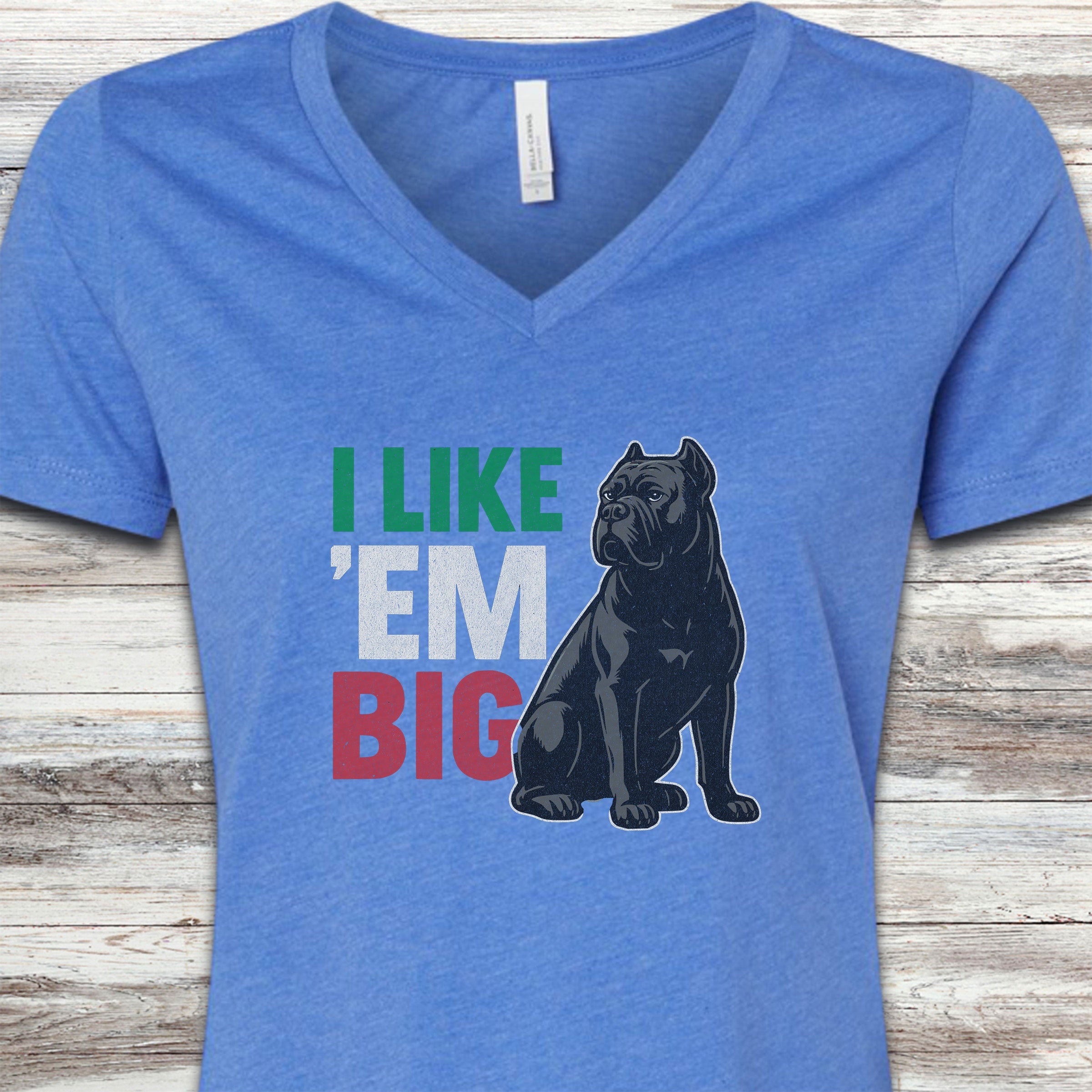 Cane Corso Big V-Neck Tee - Heather True Royal