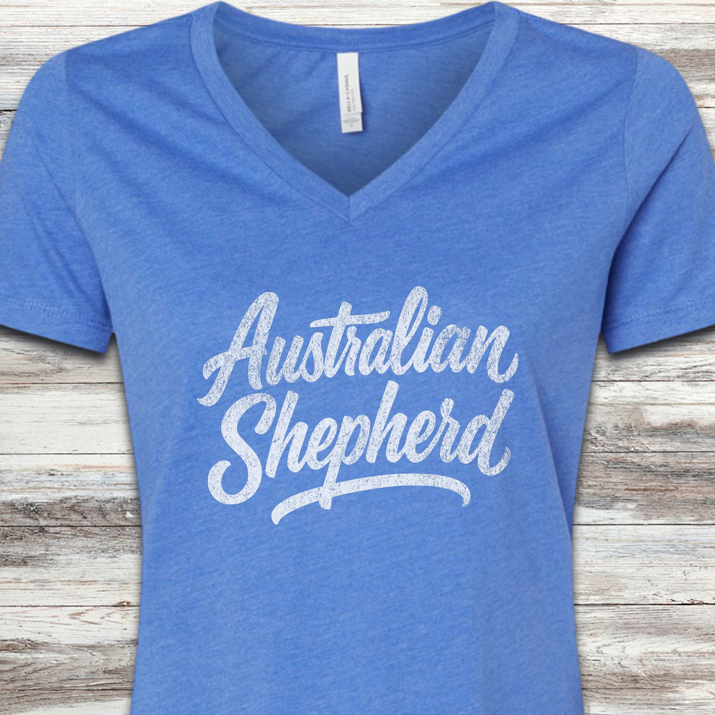 Australian Shepherd Team V-Neck Tee - Heather True Royal