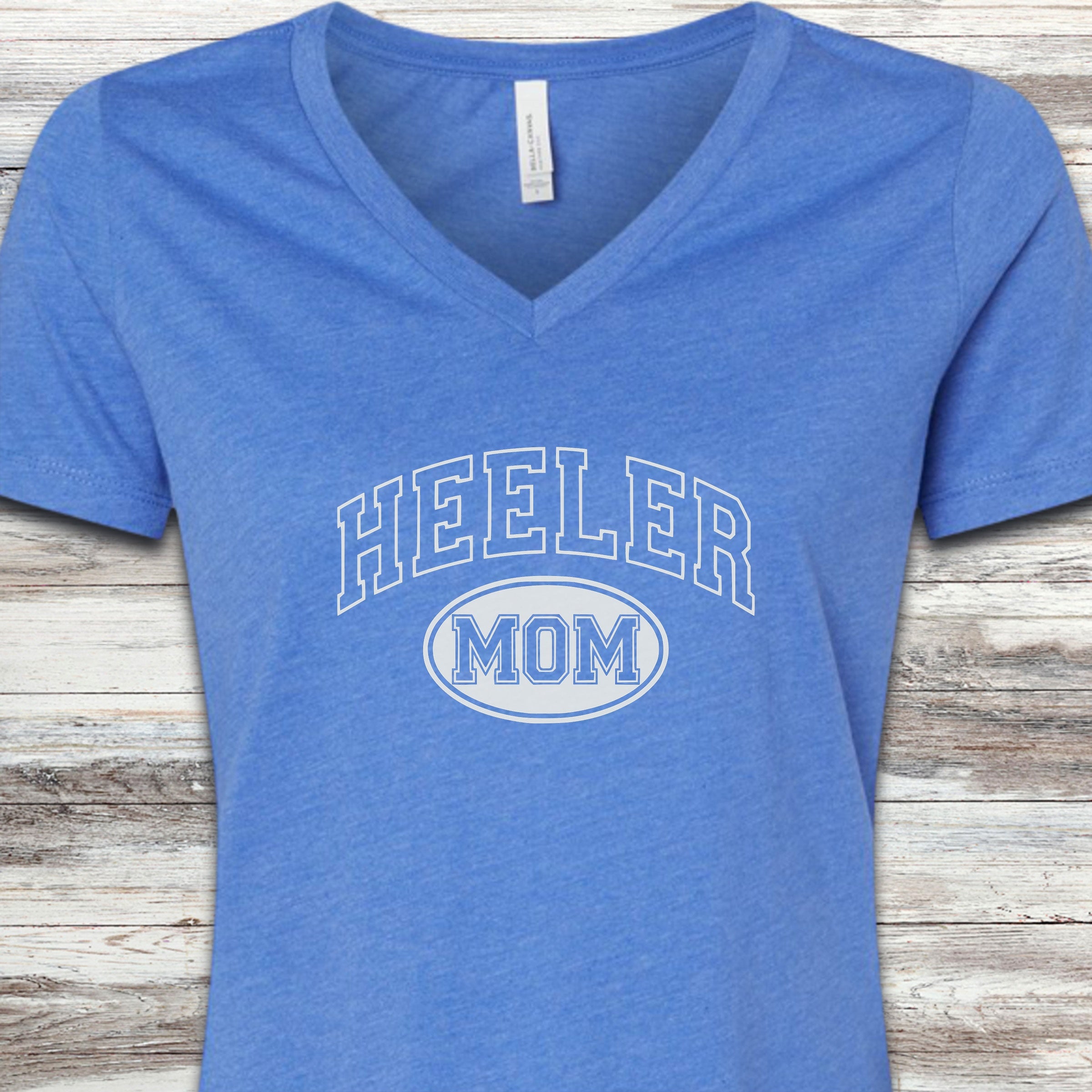 Australian Cattle Dog Heeler University Mom V-Neck Tee - Heather True Royal