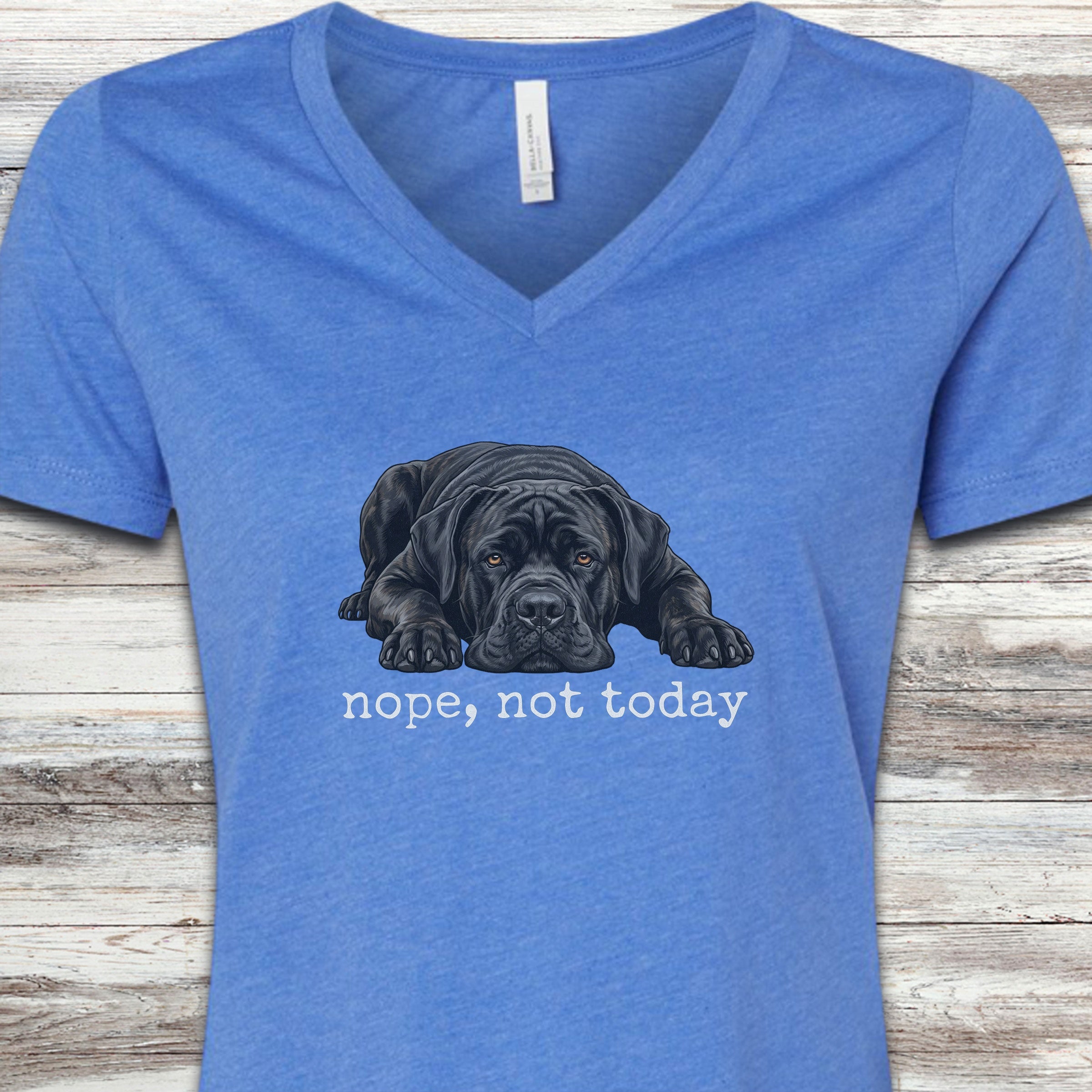 Cane Corso Nope V-Neck Tee - Heather True Royal
