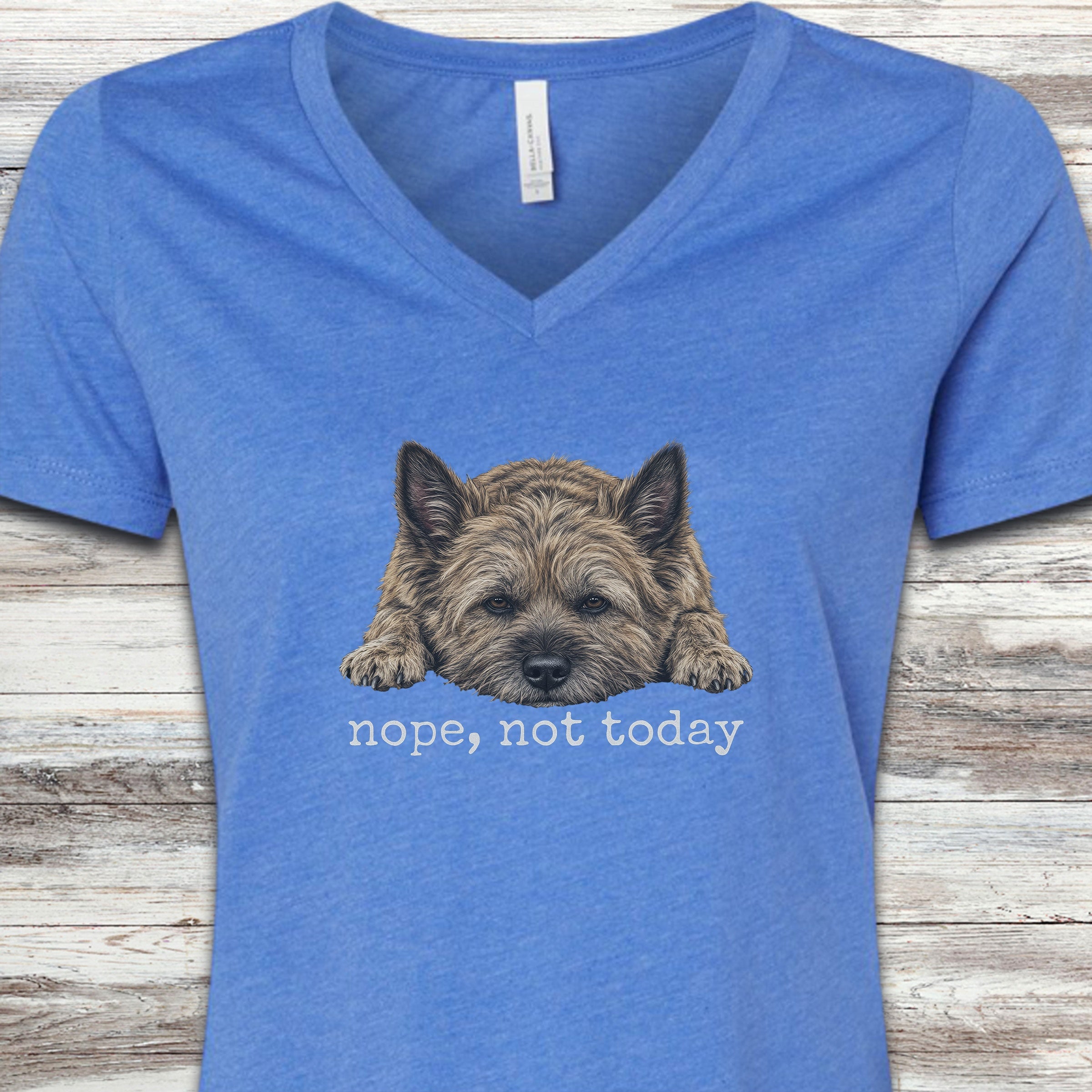 Cairn Terrier Nope V-Neck Tee - Heather True Royal